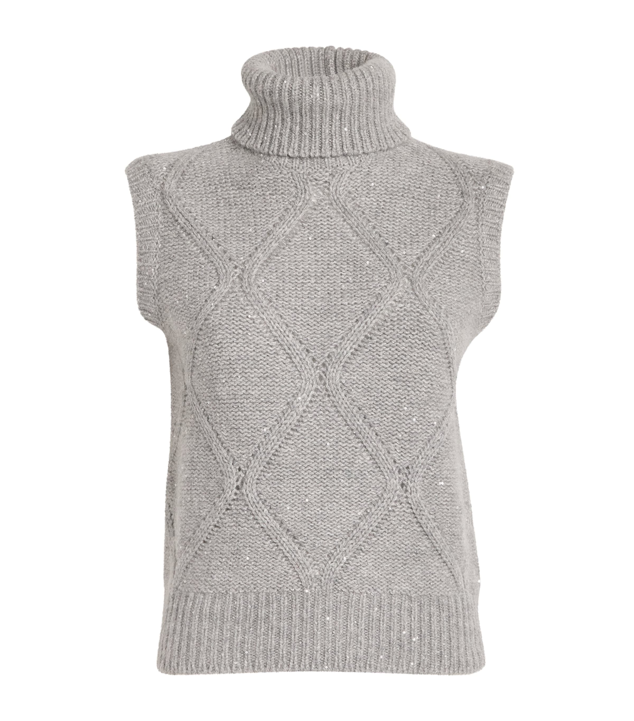 FABIANA FILIPPI WOOL-SILK-CASHMERE SWEATER VEST 