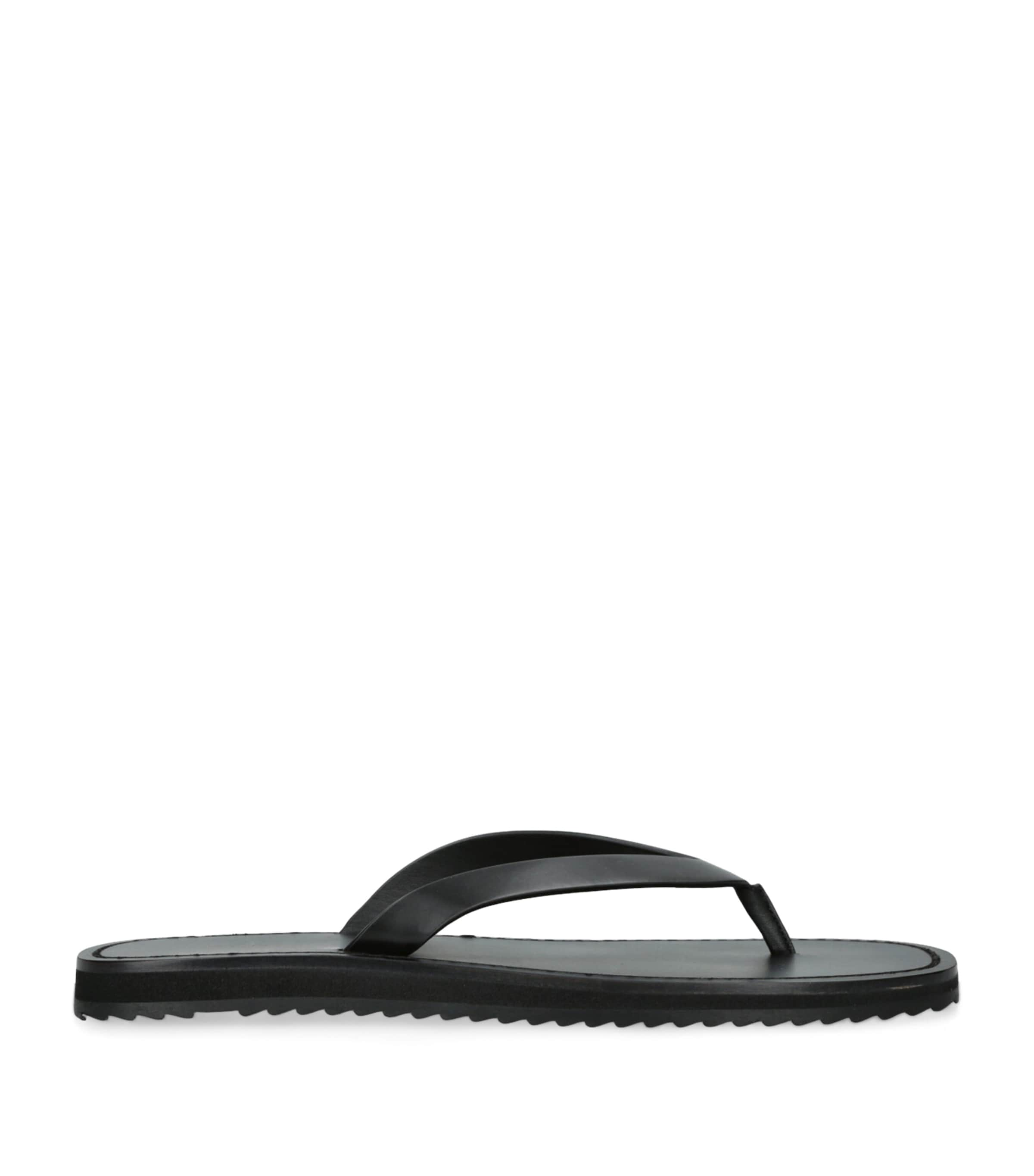 Shop The Row City Leather Flip Flops In Black