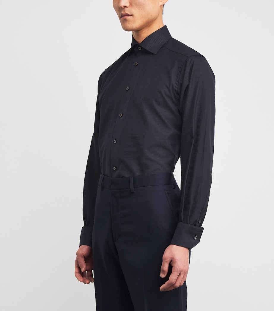 Eton Mens Cotton Dobby Contemporary Fit Shirt Black Semi Image 3
