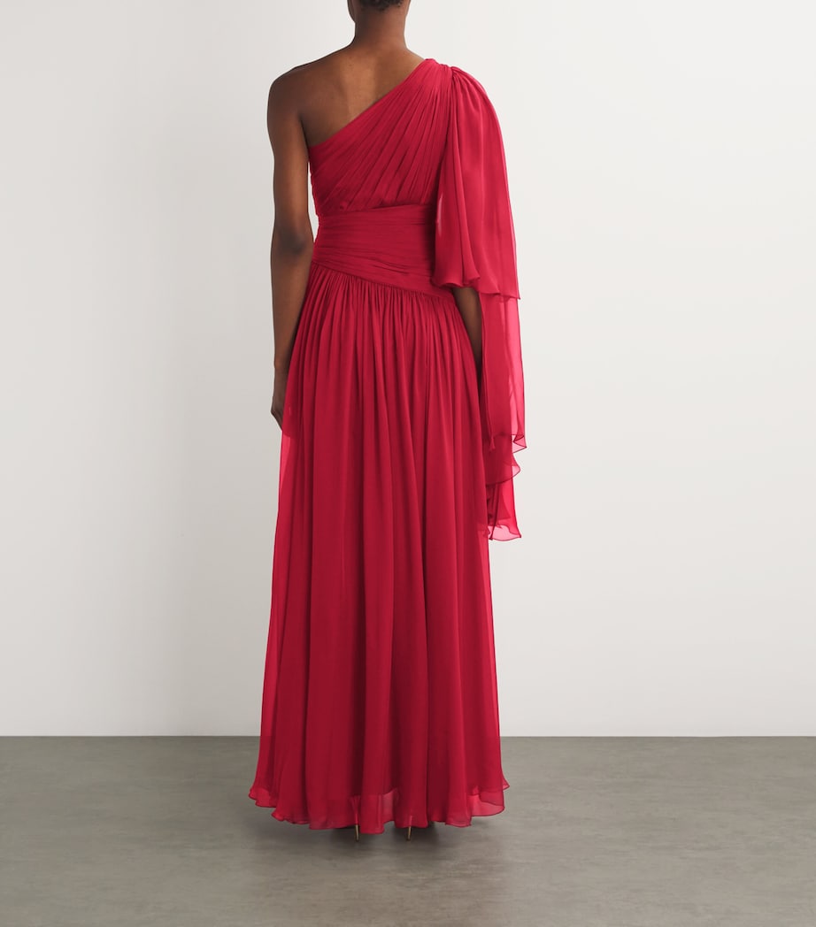 Zuhair Murad Womens Silk Cape Maxi Dress Rio Red Image 3