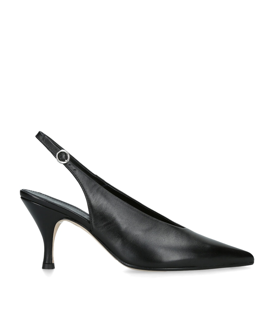 Leather Carla Slingback Pumps 75 BLACK Image 1