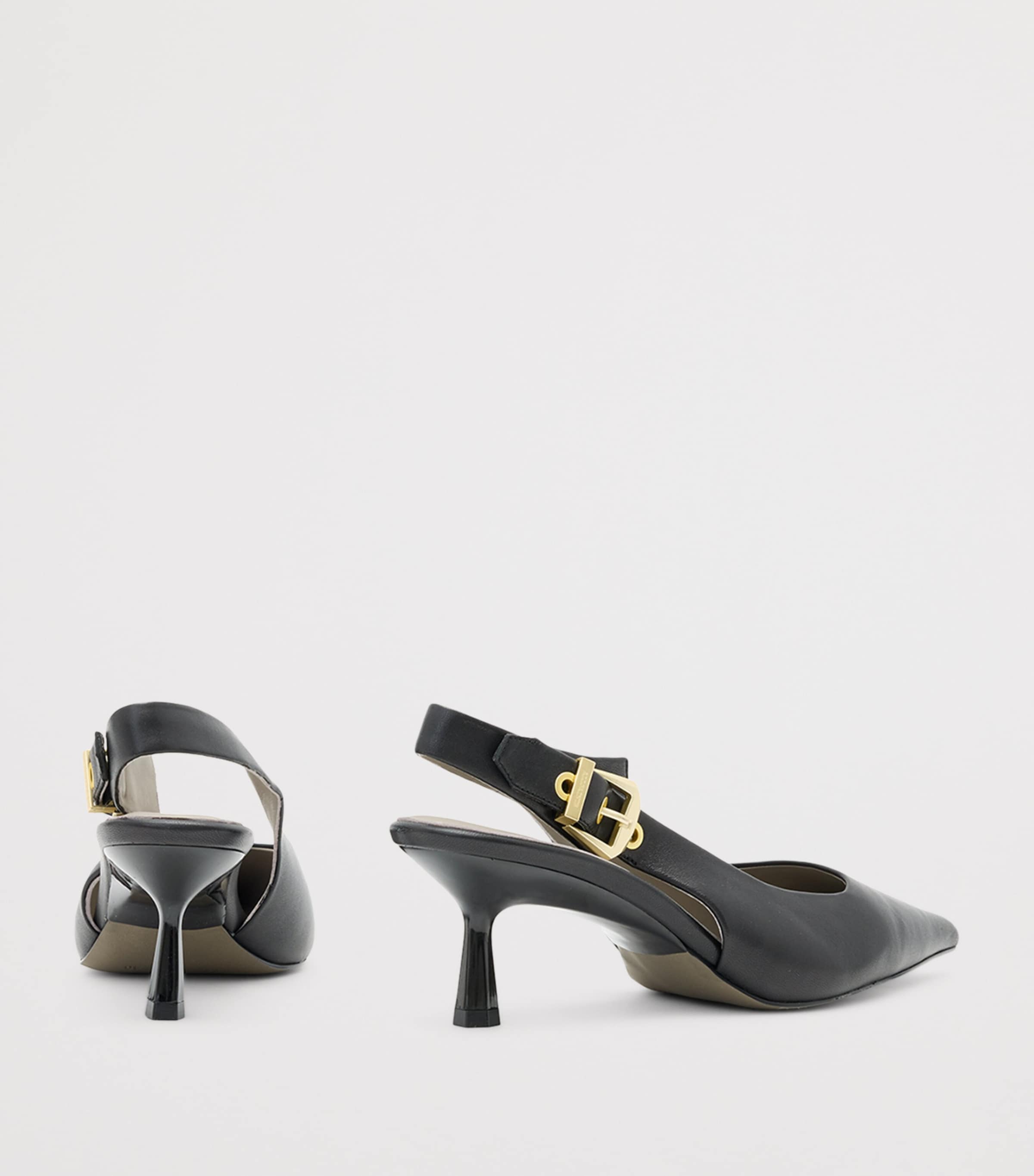 Leather Idyia Slingback Pumps 20 BLACK Image 4