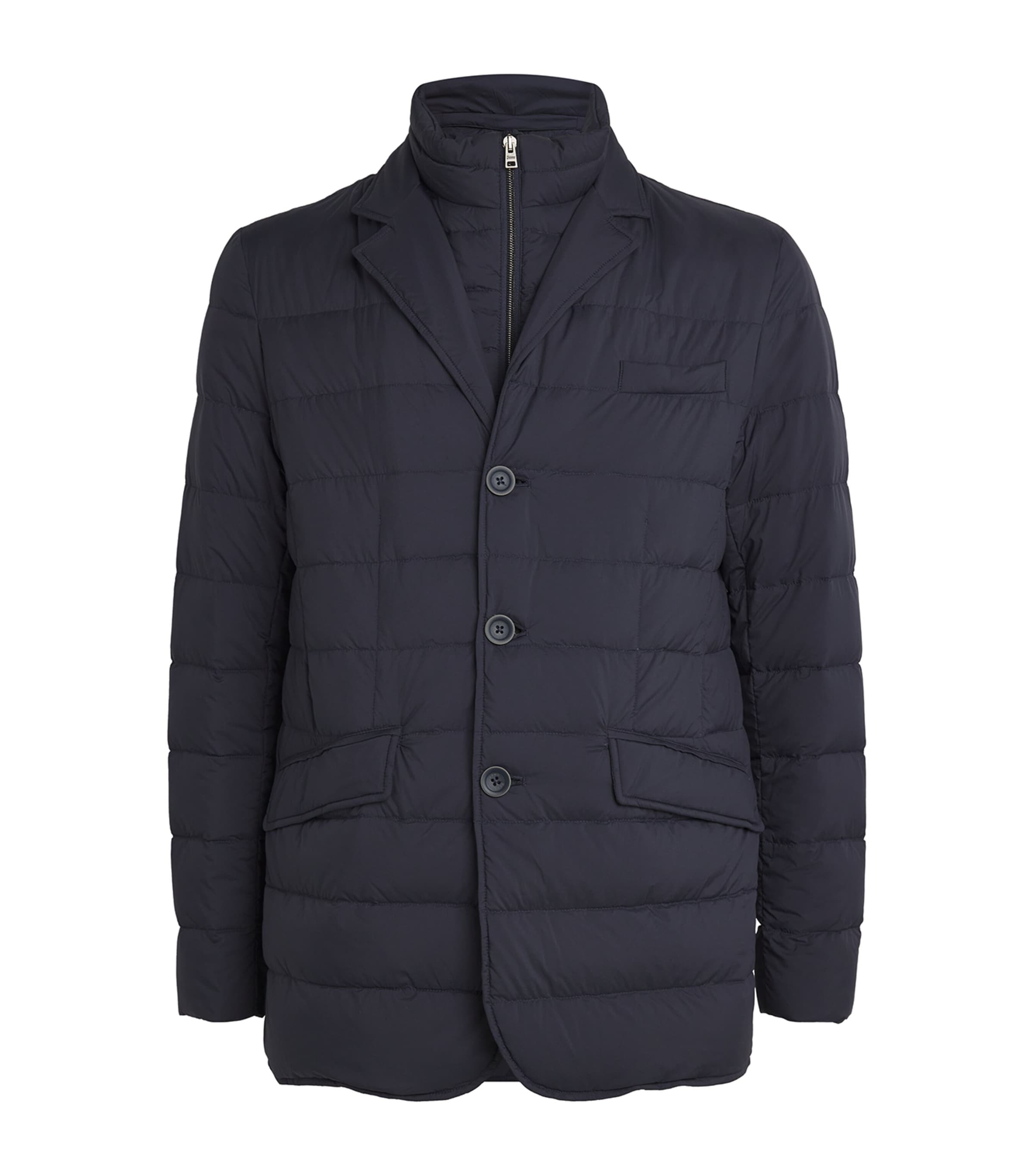 Shop Herno Down-padded Detachable-bib Blazer In Navy