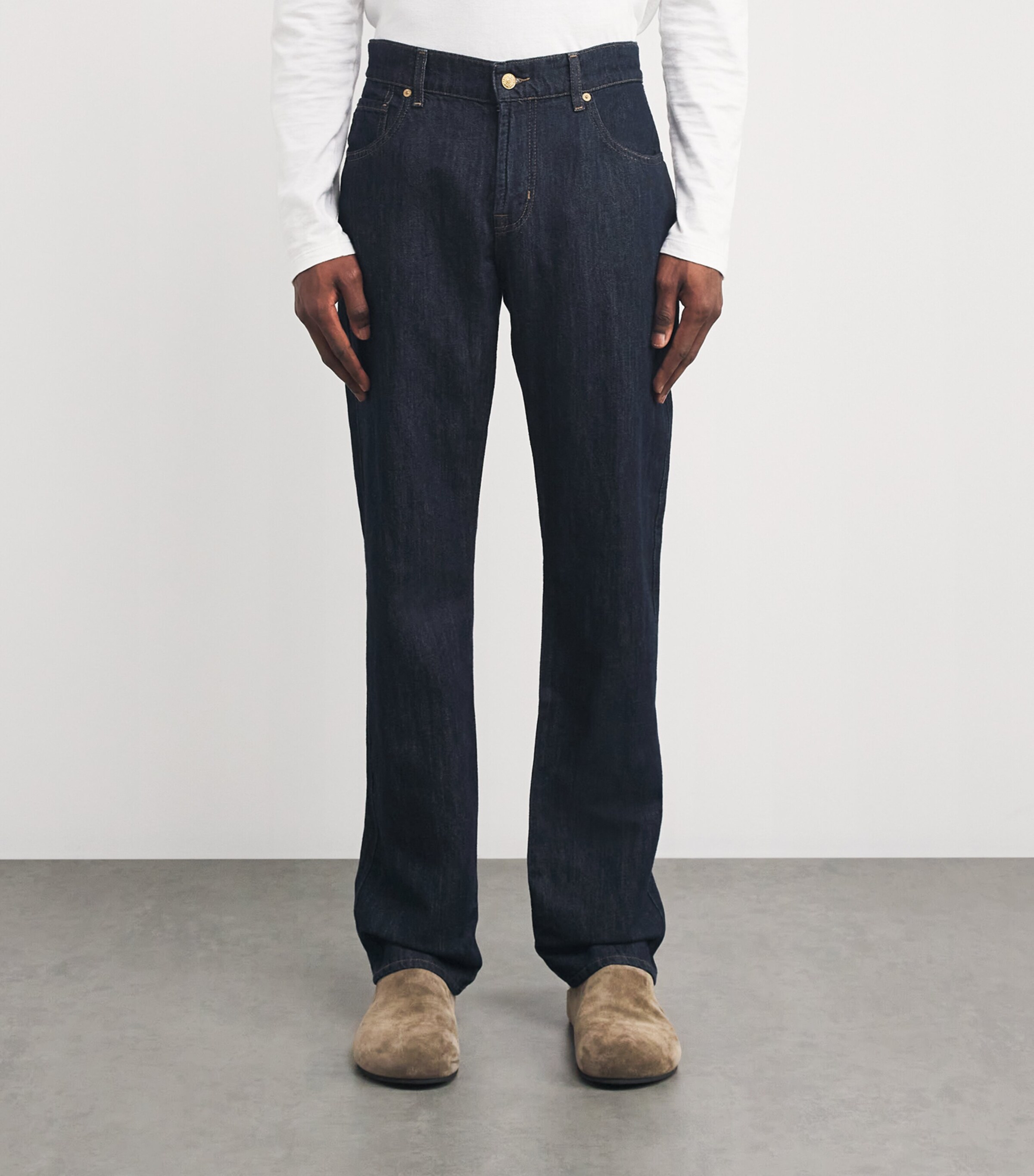7 For All Mankind Mens Cotton-Linen Straight Jeans Blue Image 3