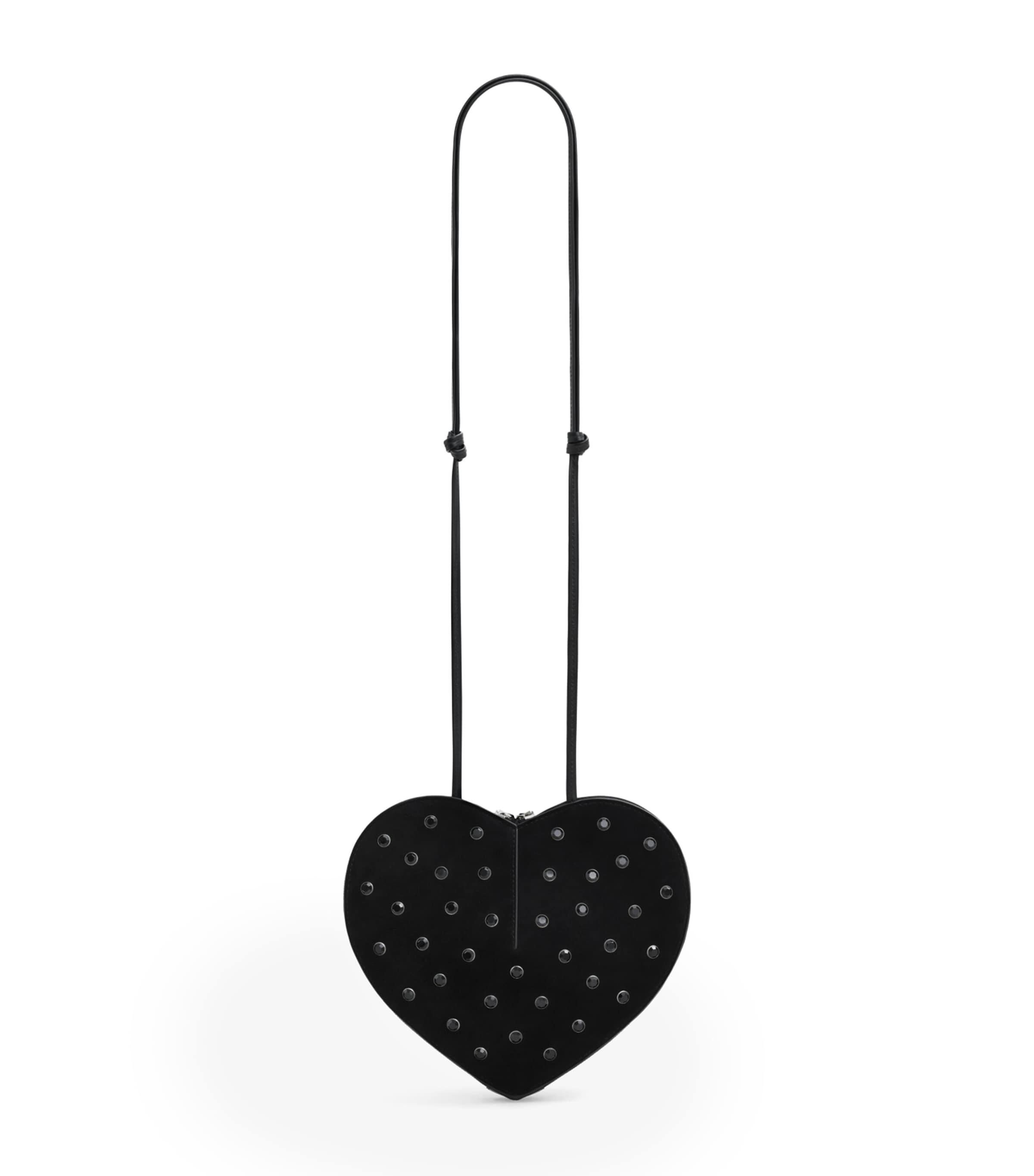 Suede Embellished Le Coeur Shoulder Bag NOIR Image 1