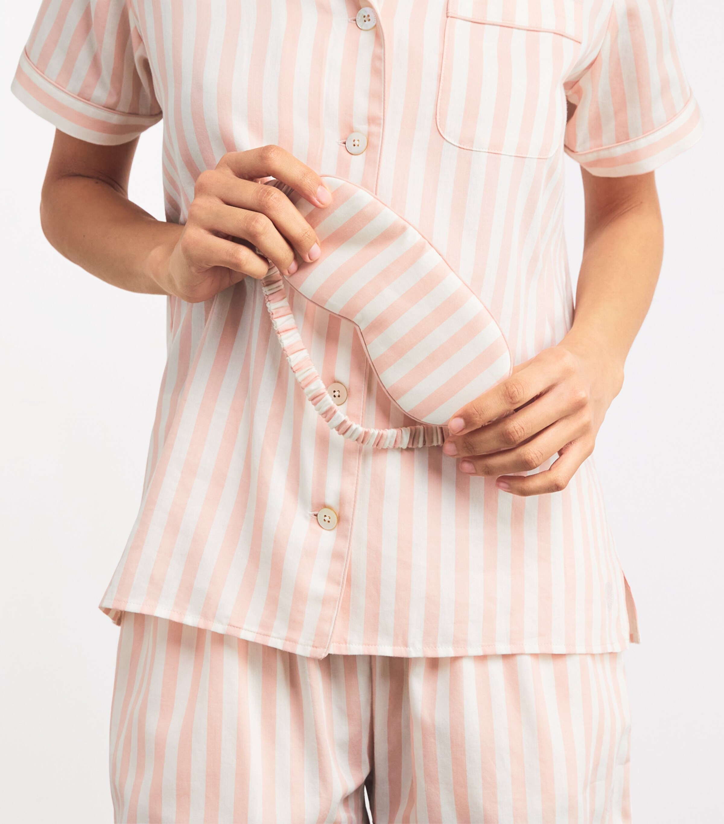 Cotton Stripe Sleep Mask PINK Image 2