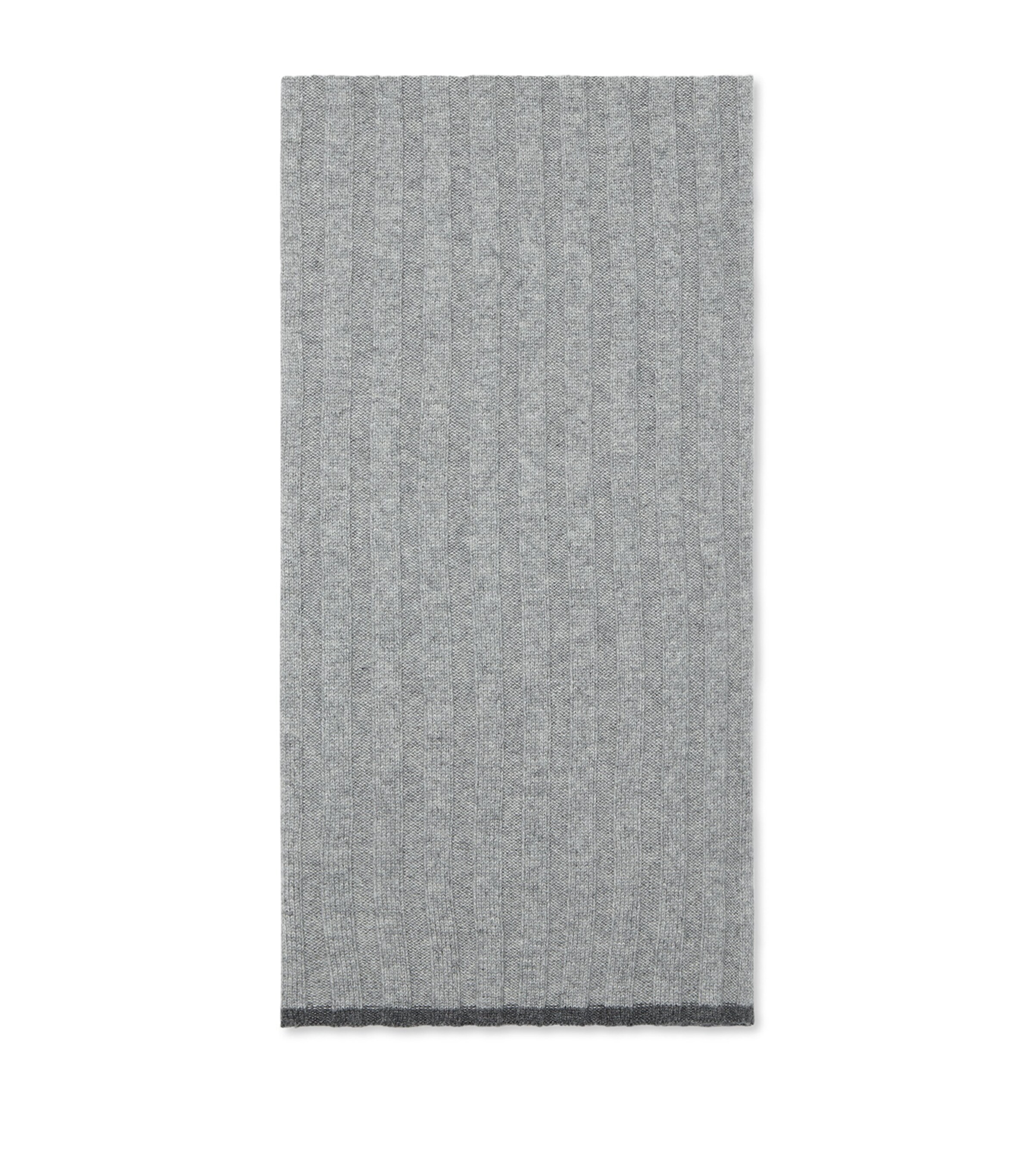 Brunello Cucinelli Cashmere Rib-knit Scarf In Grey