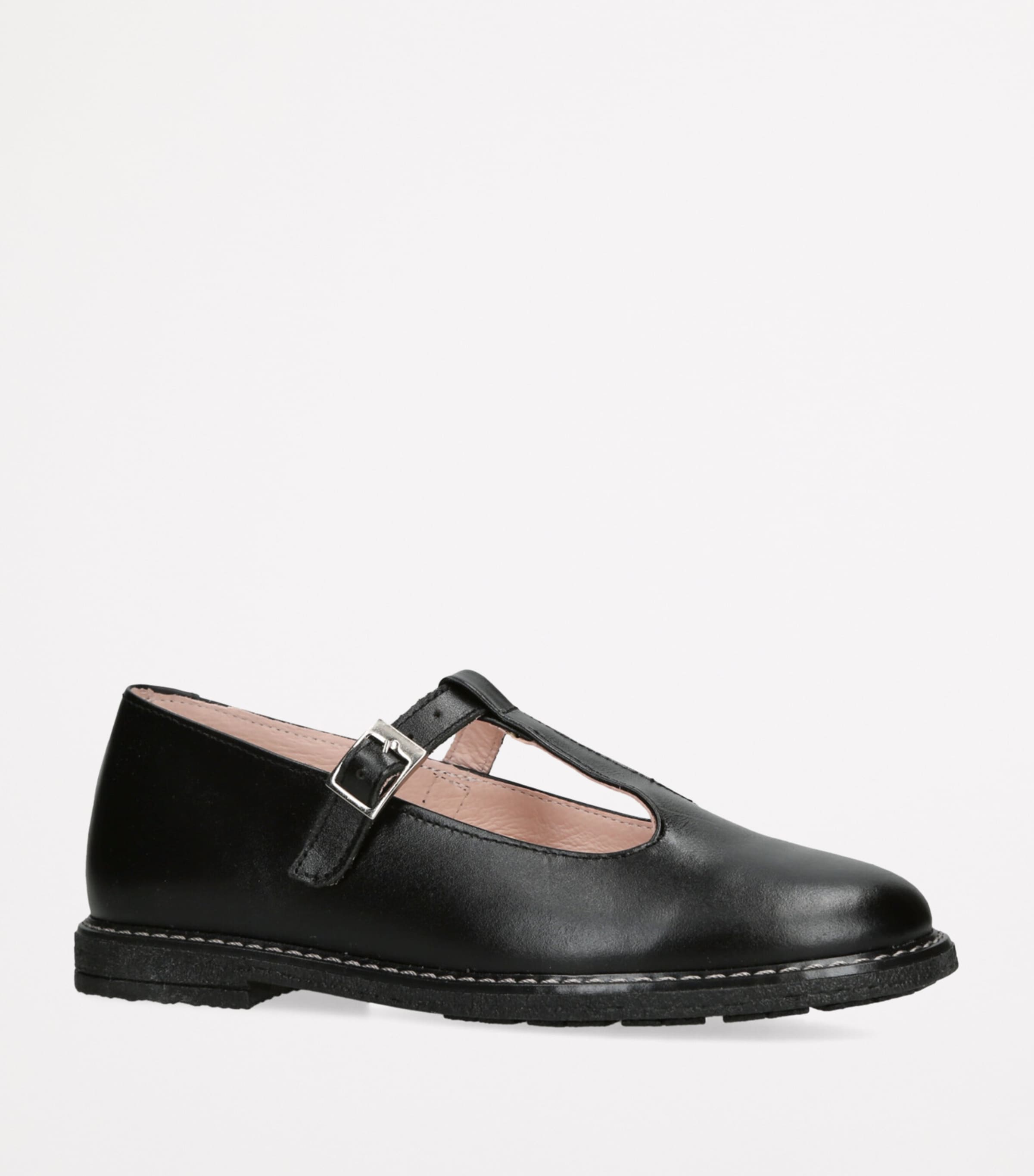 papouelli Leather Martha School Shoes Black Image 3