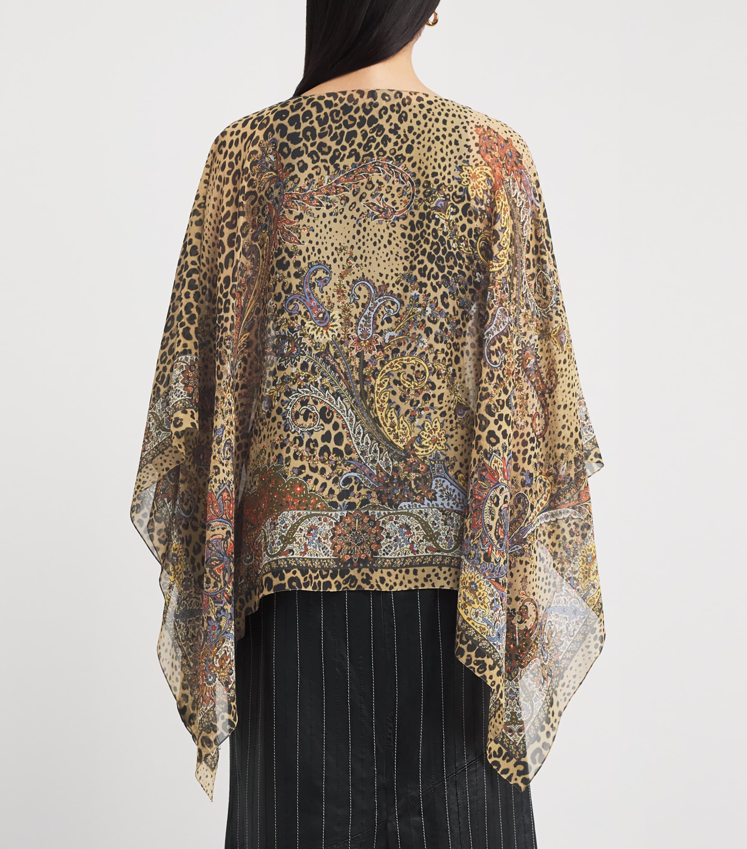 Silk Leopard Boat-Neck Blouse X0826 Image 4