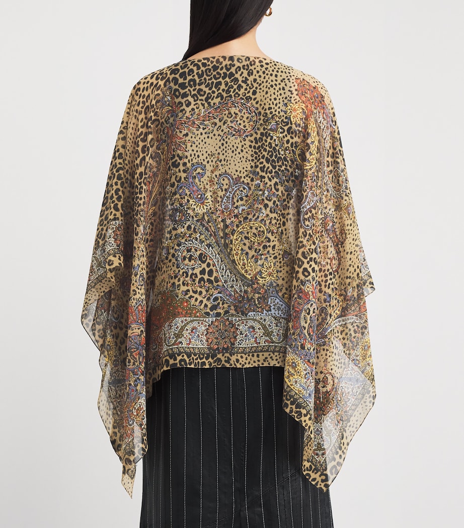 Silk Leopard Boat-Neck Blouse X0826 Image 4