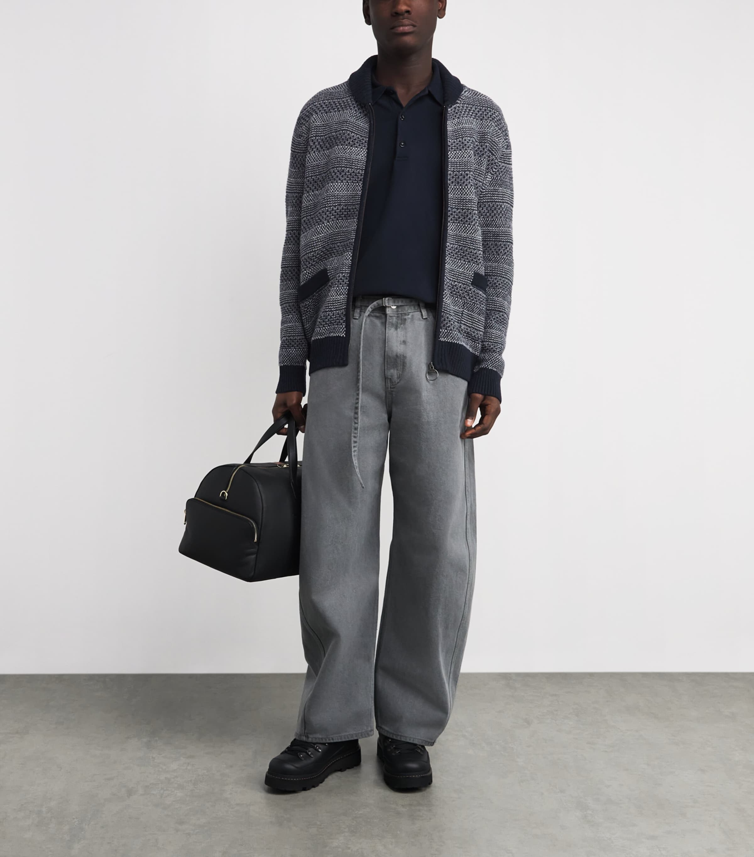 Barbour Mens Wool Helmsley Cardigan Navy Image 2