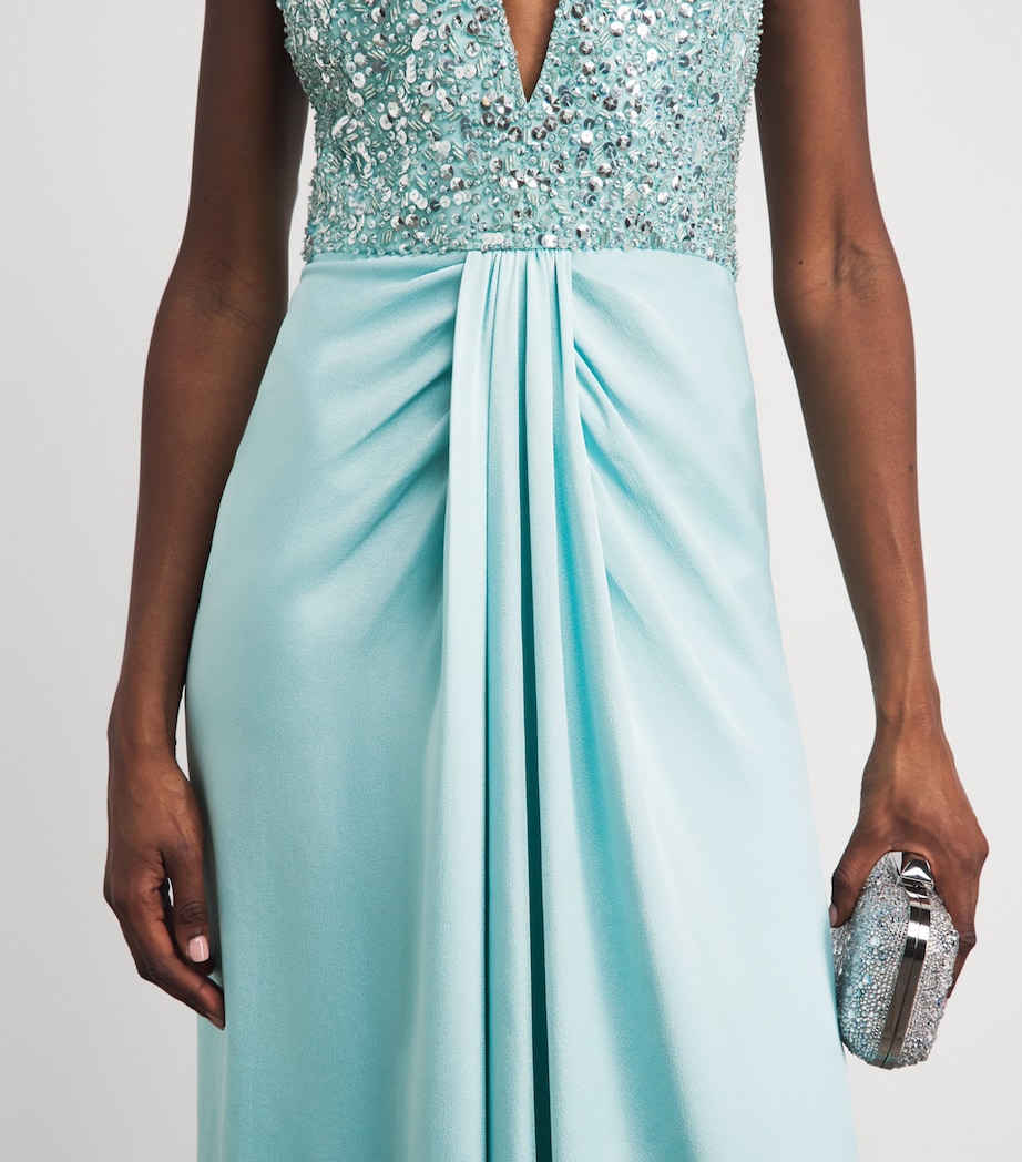 Jenny Packham Womens Embellished Namira Gown Bluebird Image 3