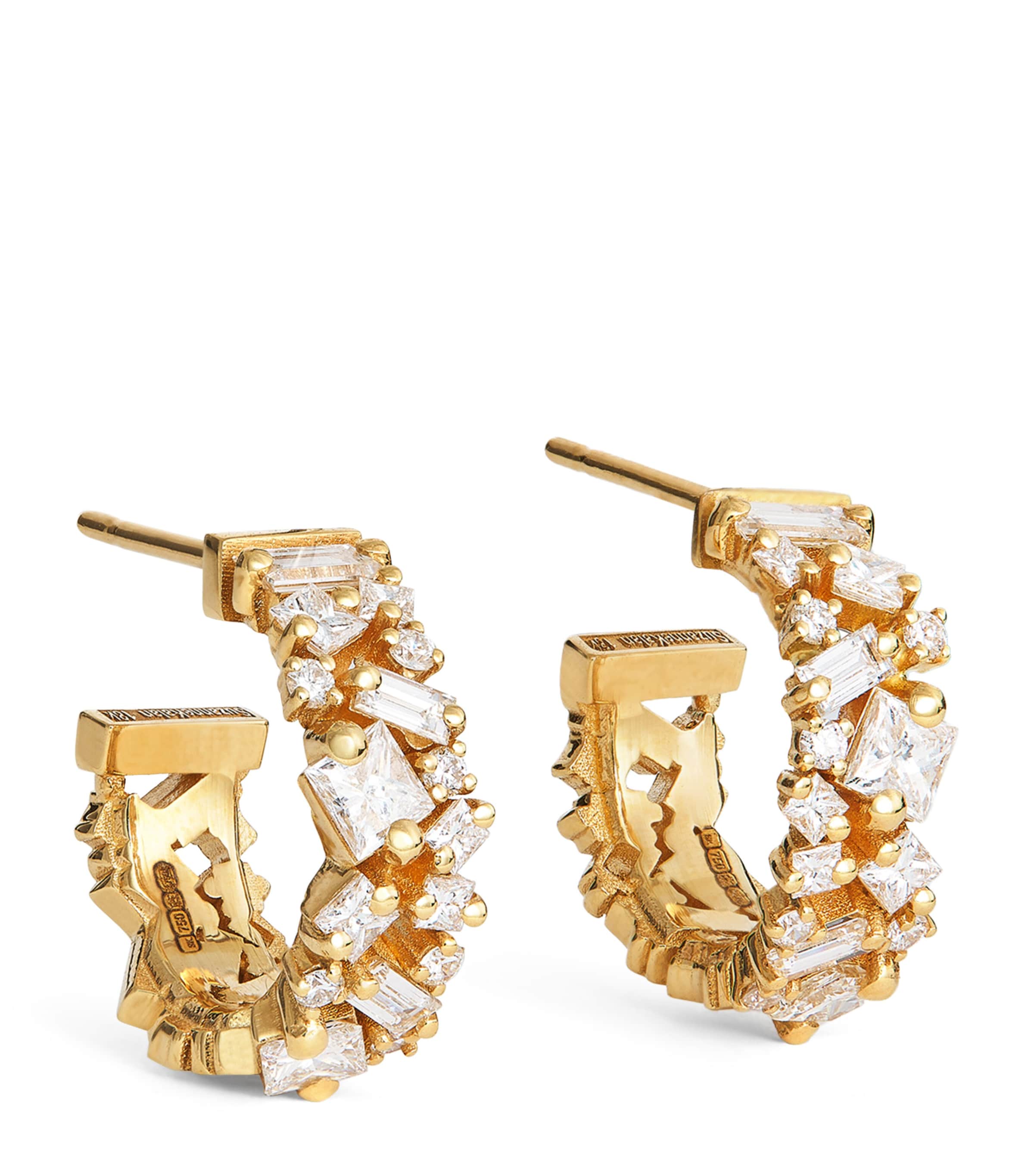 Suzanne Kalan Yellow Gold And Diamond La Fantasie Hoop Earrings In Gold