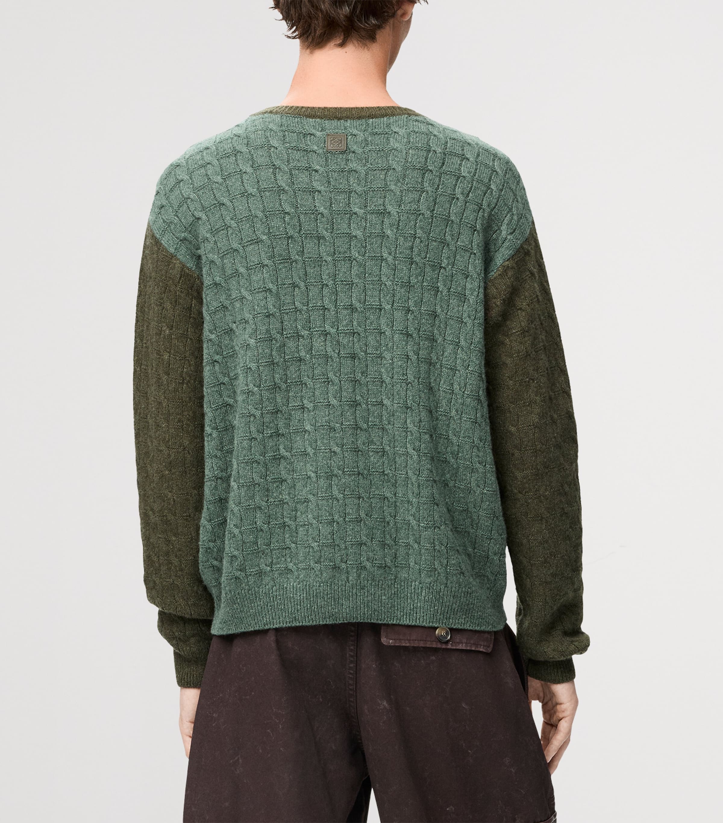 Cashmere-Blend Two-Tone Cable-Knit Sweater LIGHT GREEN Image 4