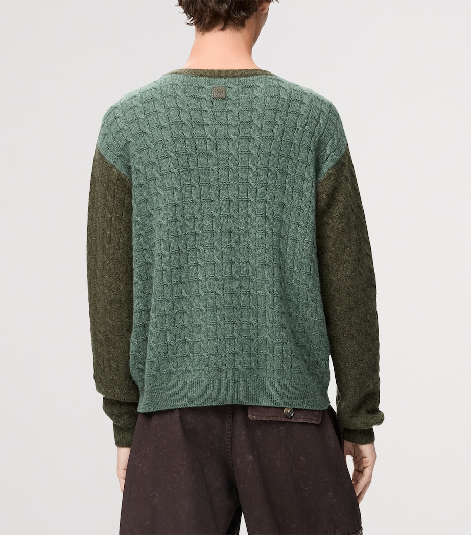 Cashmere-Blend Two-Tone Cable-Knit Sweater LIGHT GREEN Image 4