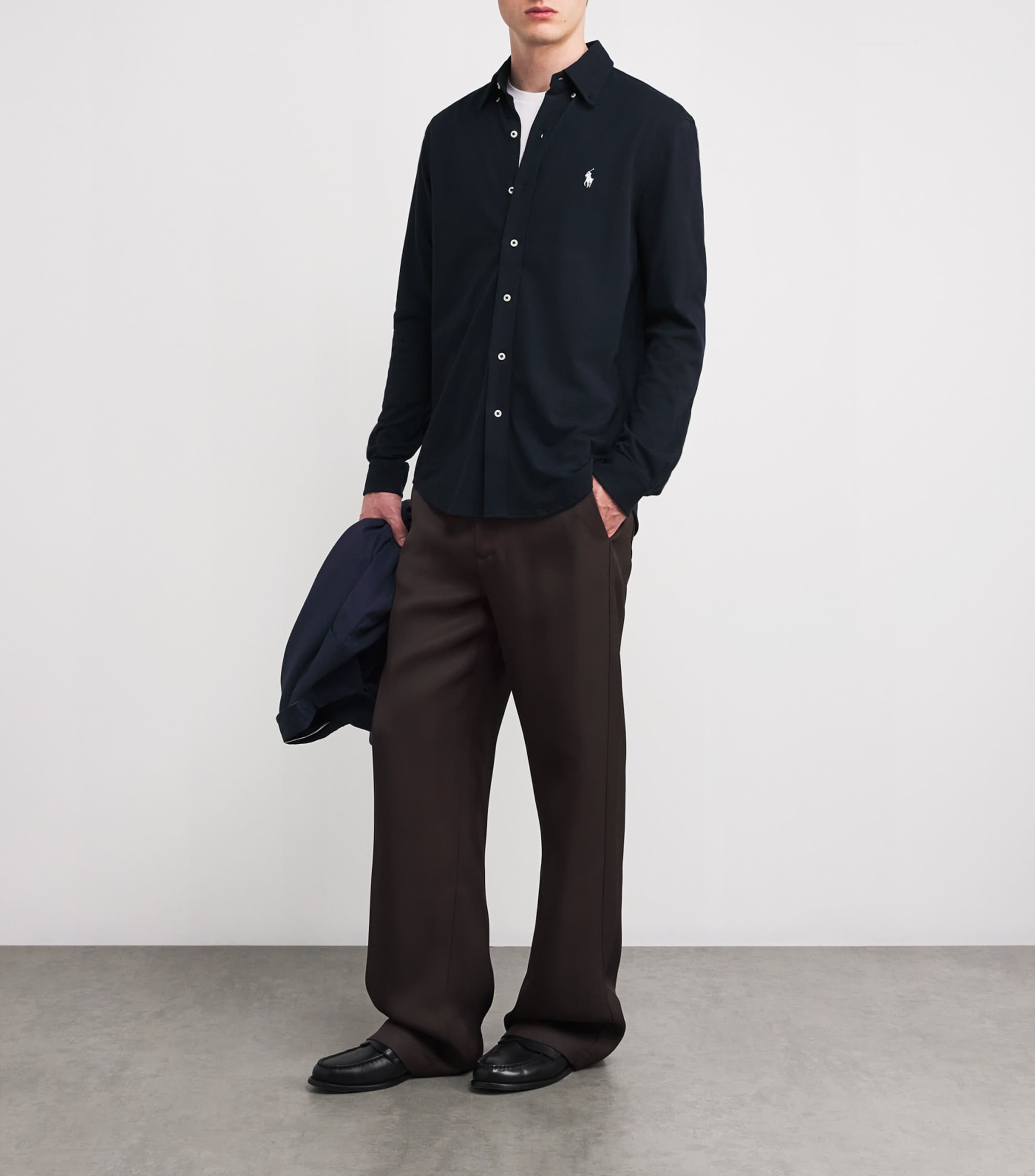 Cotton Textured Shirt NAVY Image 2