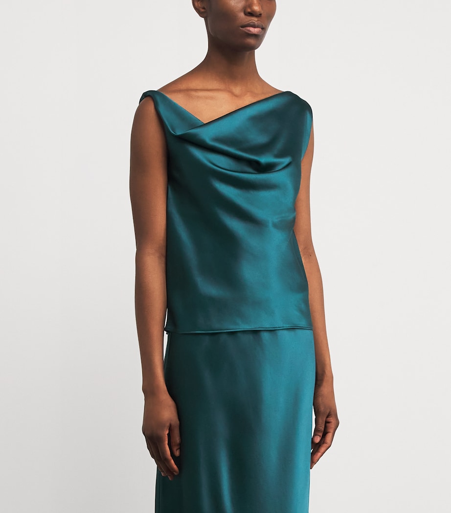 Satin Cowl-Neck Barb Top PACIFIC Image 3