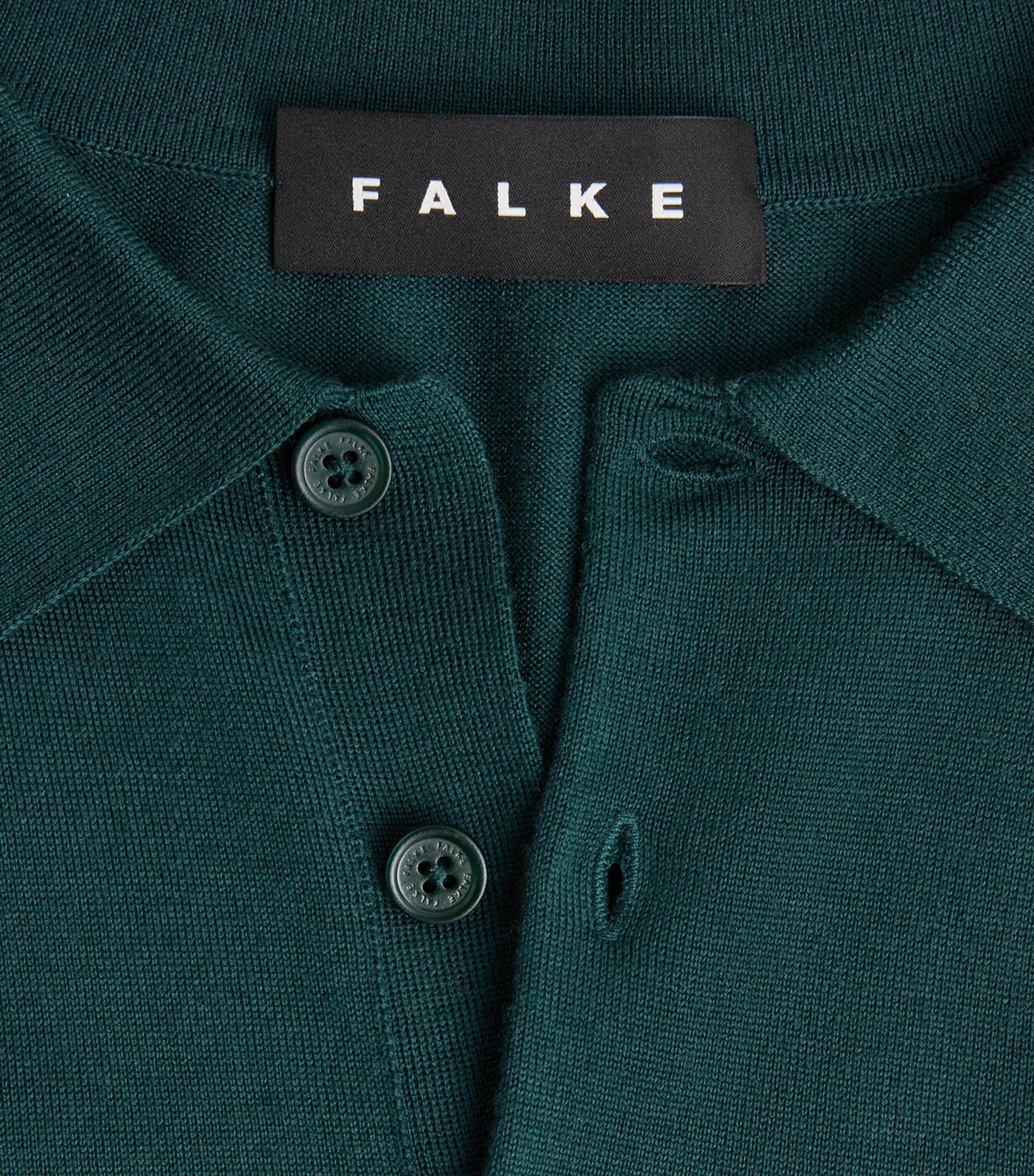 Falke Mens Ultrafine Merino Wool Polo Shirt Forest Image 6