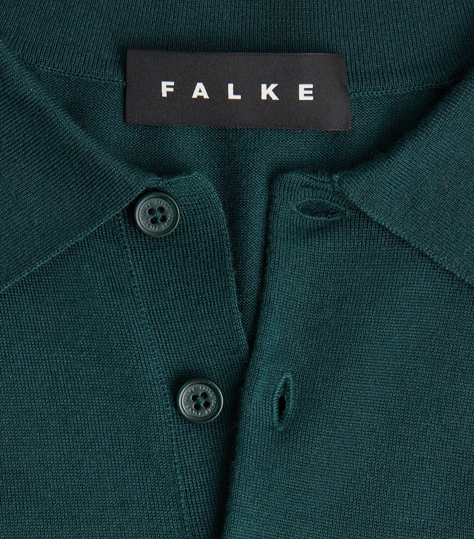 Falke Mens Ultrafine Merino Wool Polo Shirt Forest Image 6