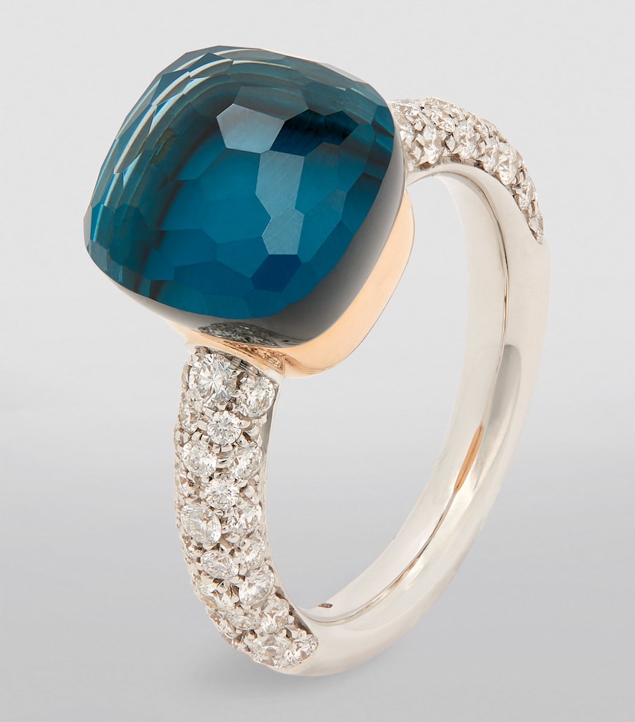 Mixed Gold, Diamond, London Blue Topaz and Turquoise Nudo Ring B0TTU Image 2