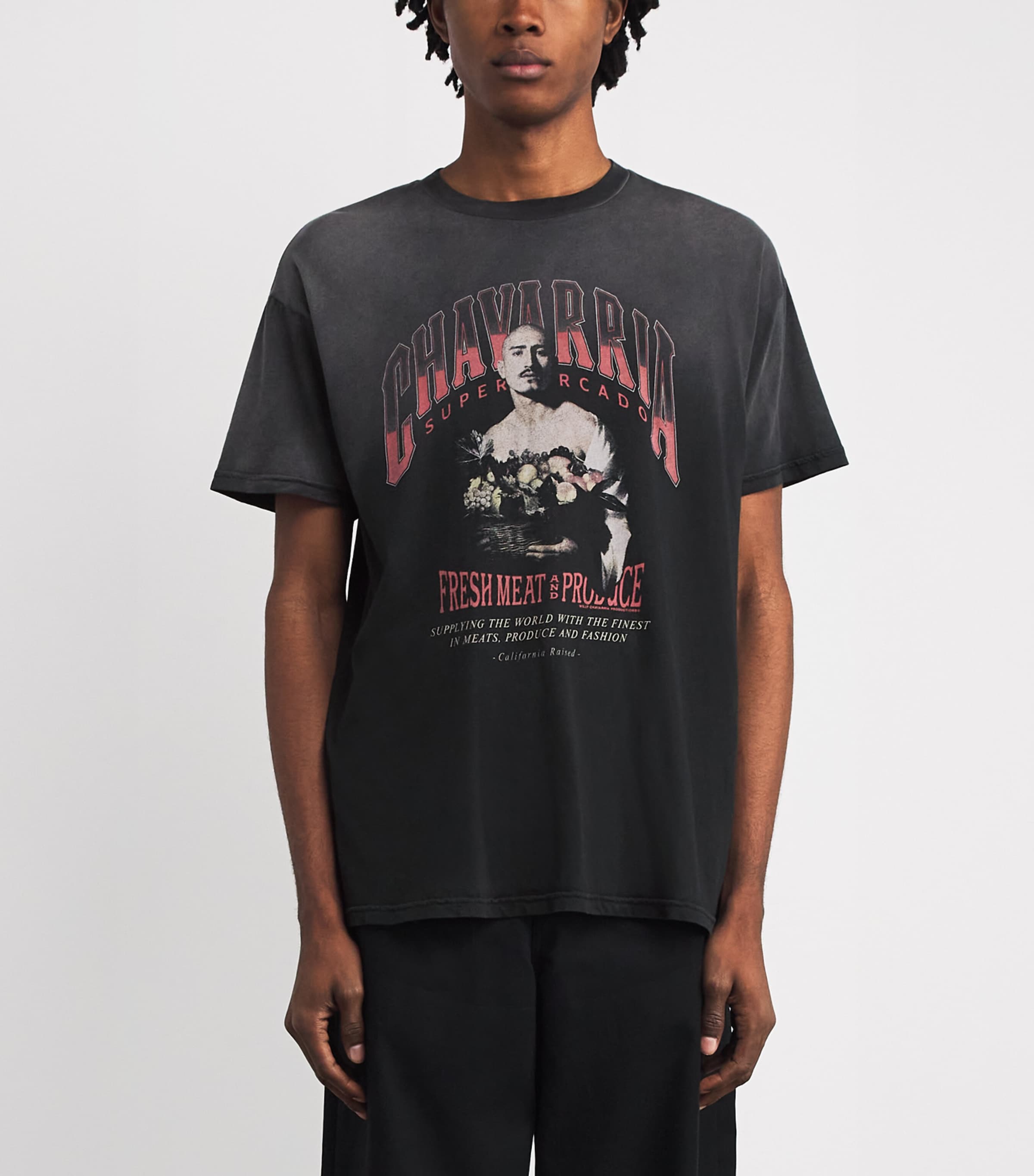 Willy Chavarria Black Cotton San Chachi Produce Easy T-Shirt