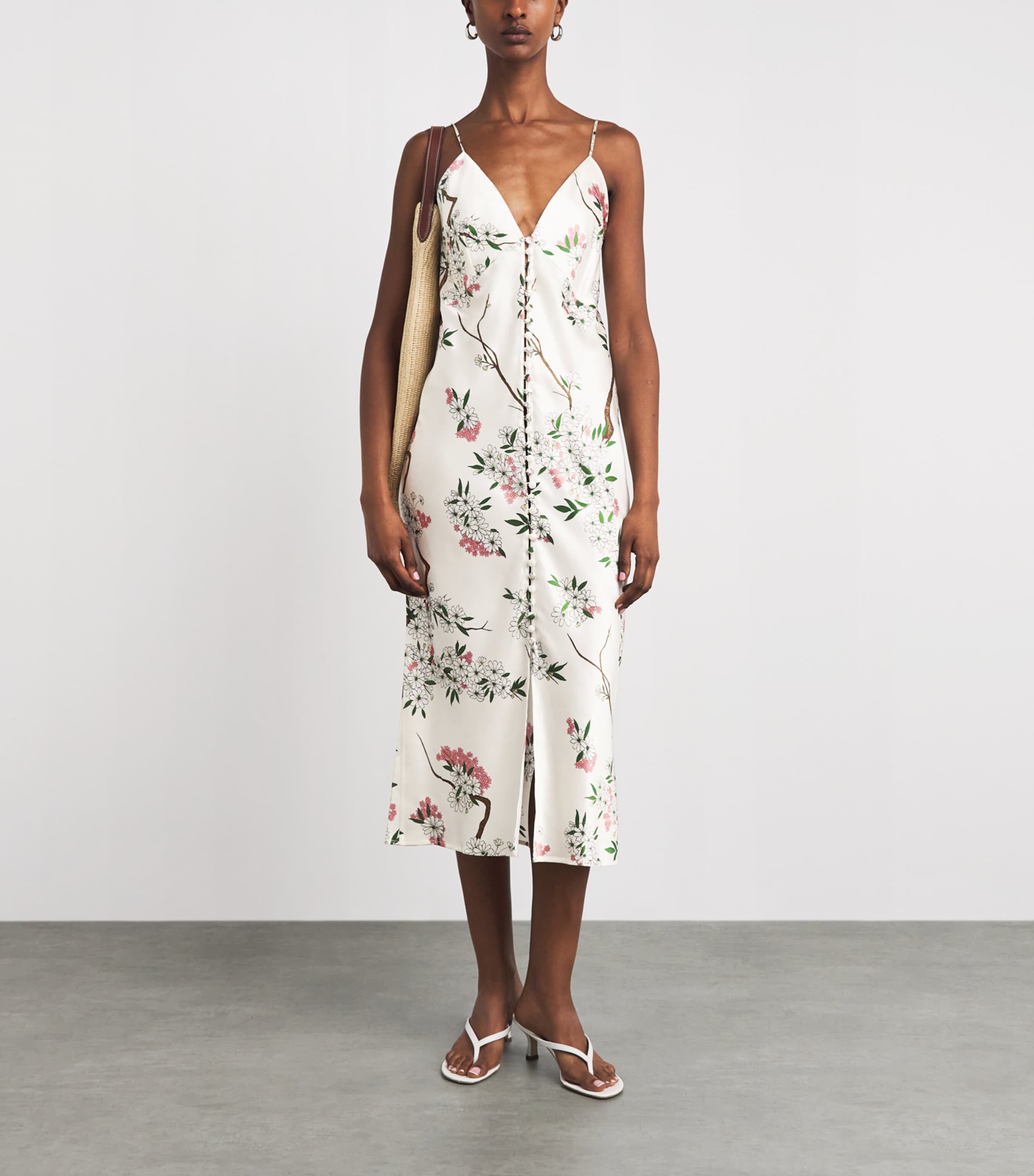 Olivia von Halle Womens Silk Floral Ilse Midi Slip Dress Ana Image 6