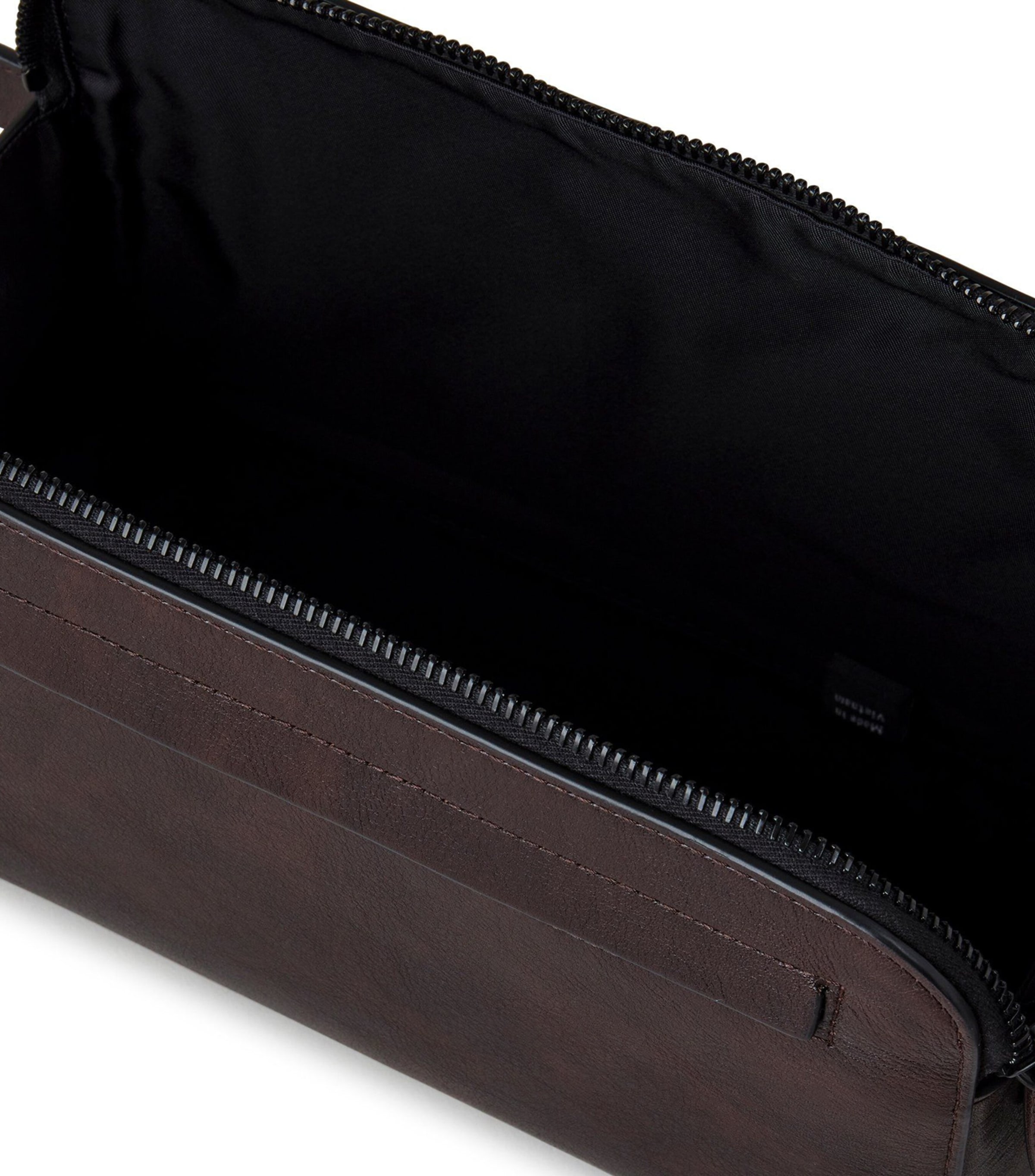 Leather Double-Zip Wash Bag DARK CHOCOLATE Image 4