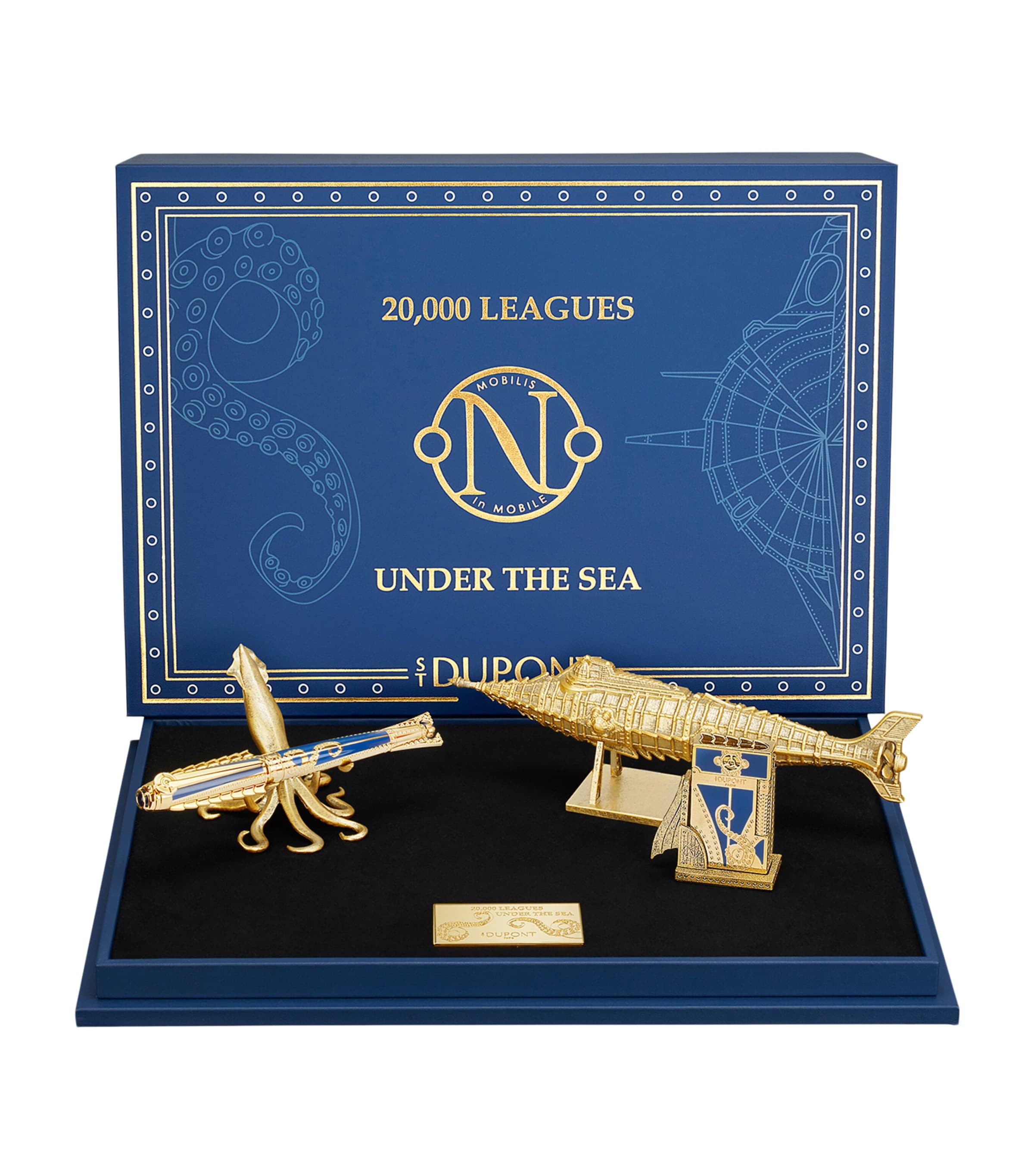 St Dupont 20,000 Leagues Under The Sea 4-piece Writing Set In Gold