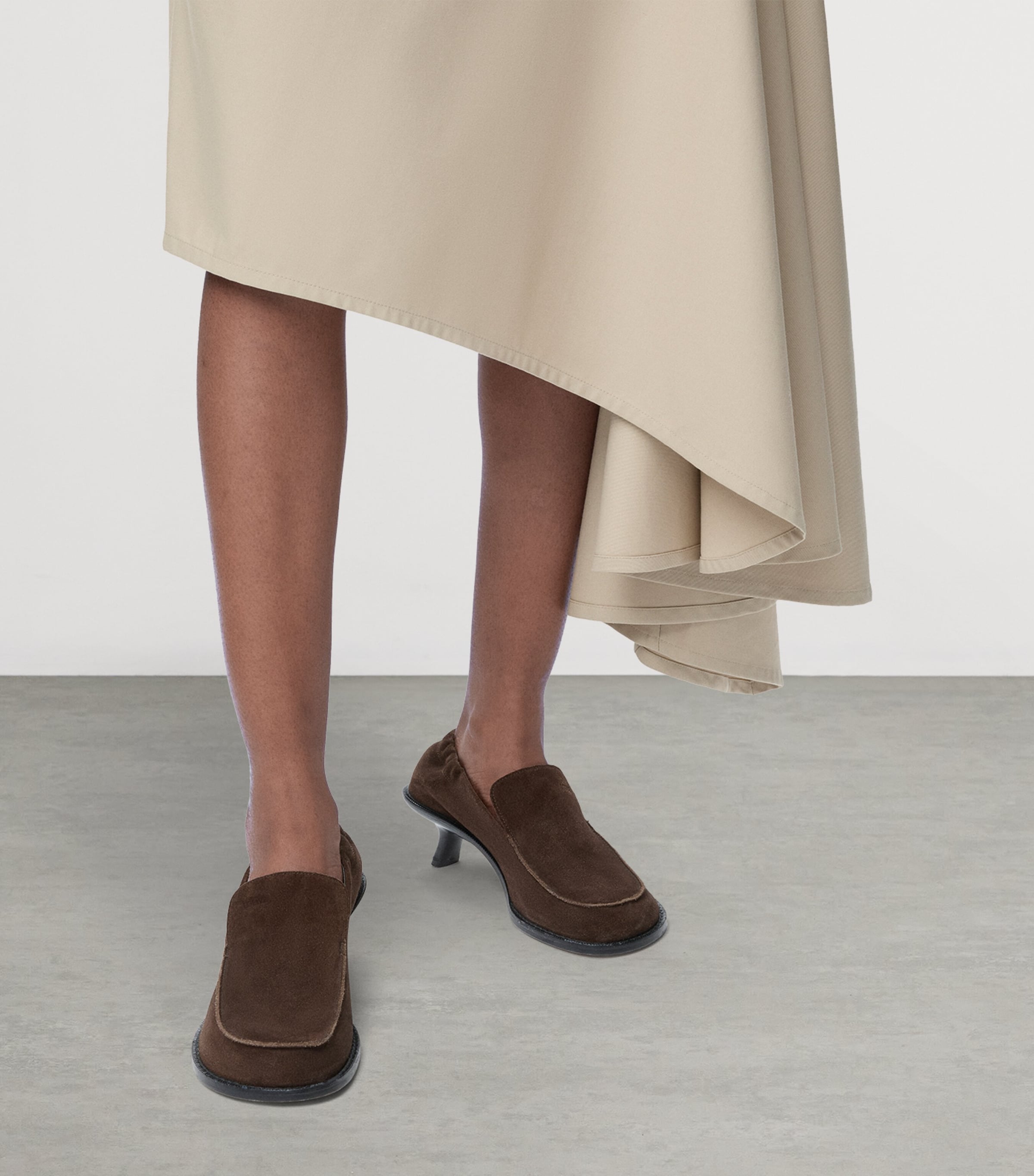 Suede Flex Heeled Loafers 45 DARK BROWN Image 2