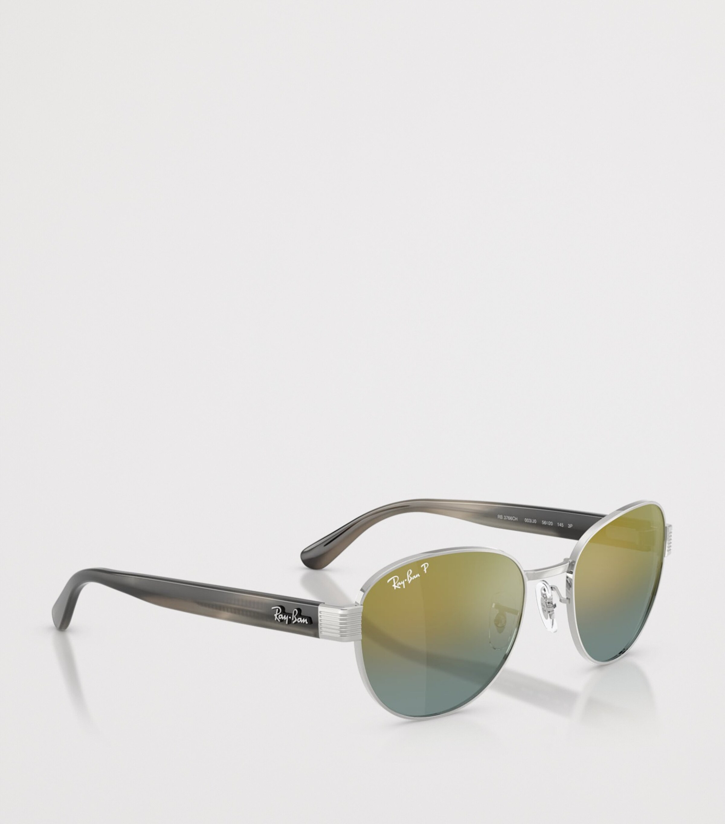 Ray-Ban RB3766 Polarized+ Lenses Square Sunglasses Silver Image 6