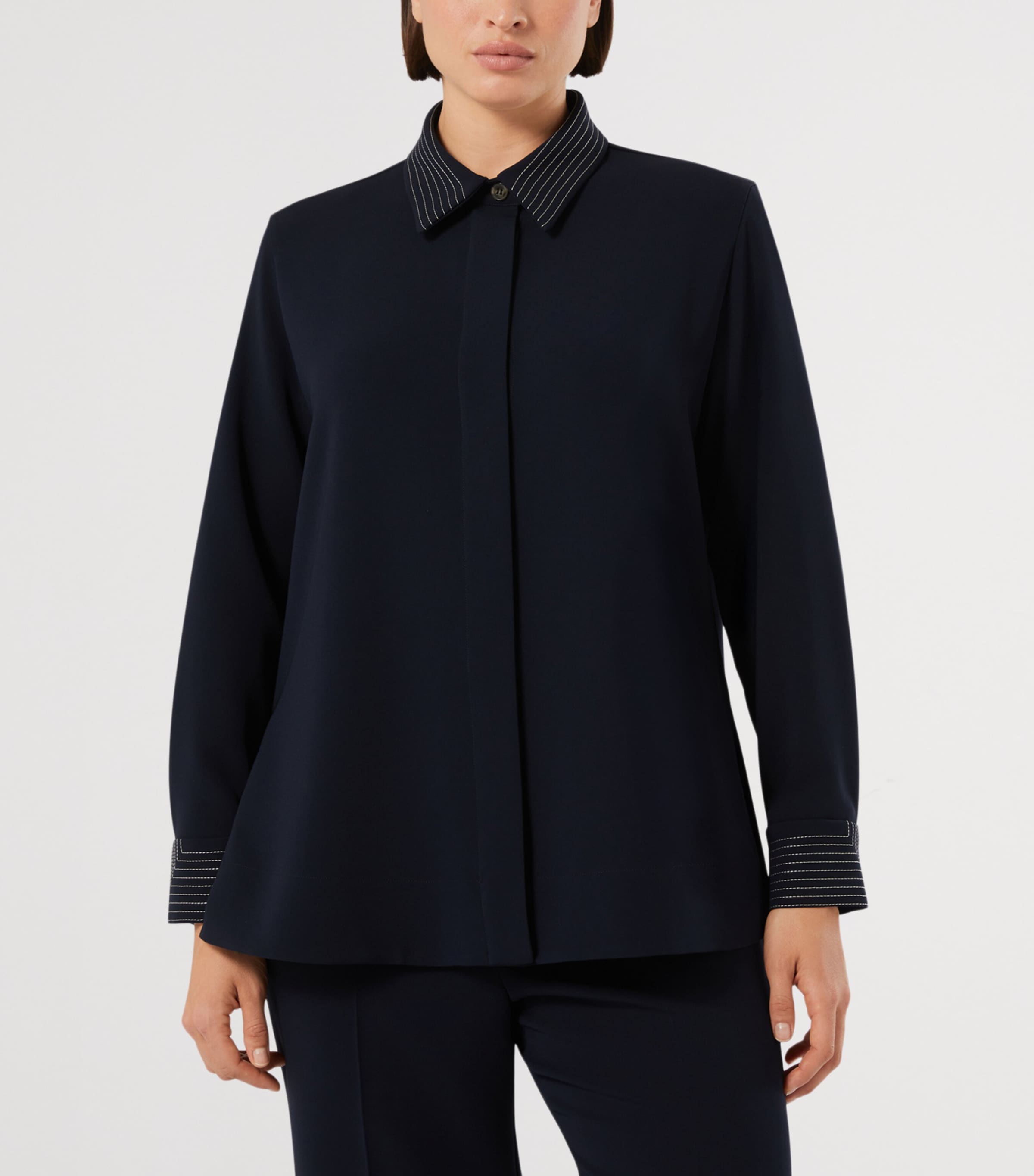 Marina Rinaldi Womens Embroidered Shirt Midnightblue Image 3
