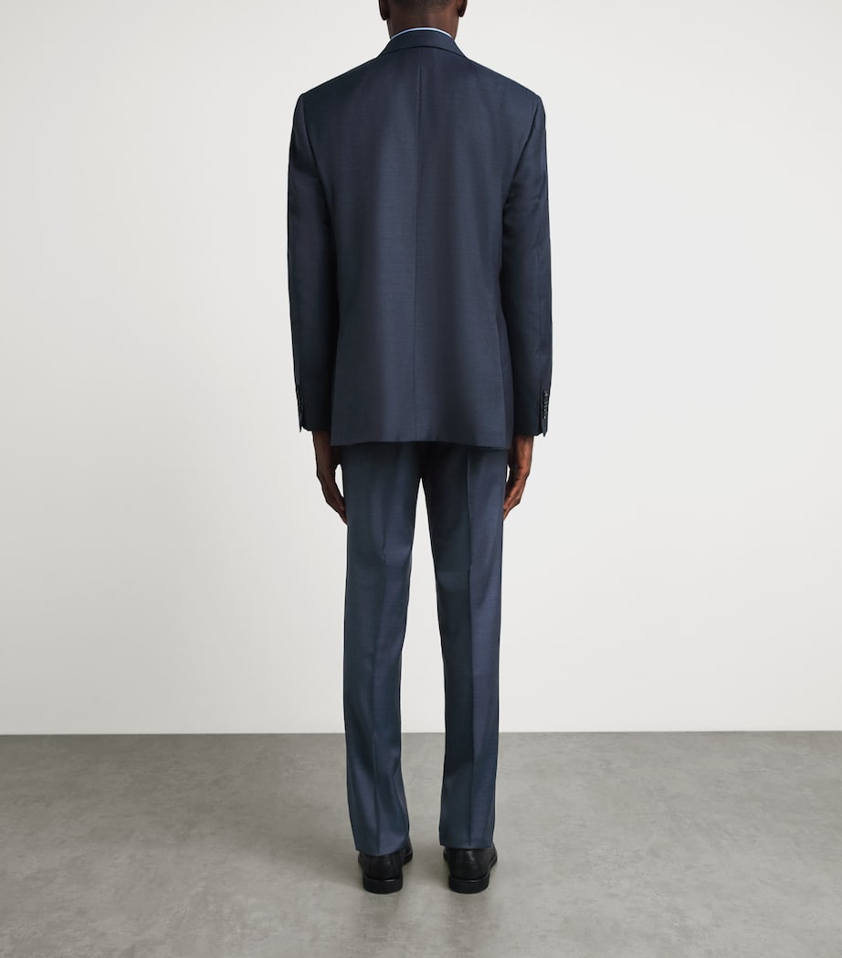 Canali Mens Wool Double-Breasted 2-Piece Suit Navy Image 5