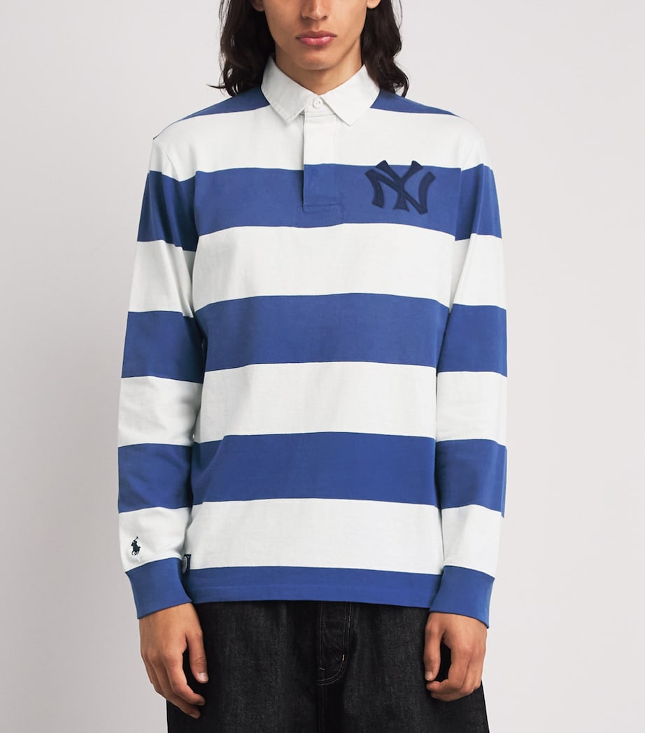Polo Ralph Lauren Mens x Yankees Cotton Stripe Rugby Polo Shirt Annpls Blu/dkwsh Wht Image 4