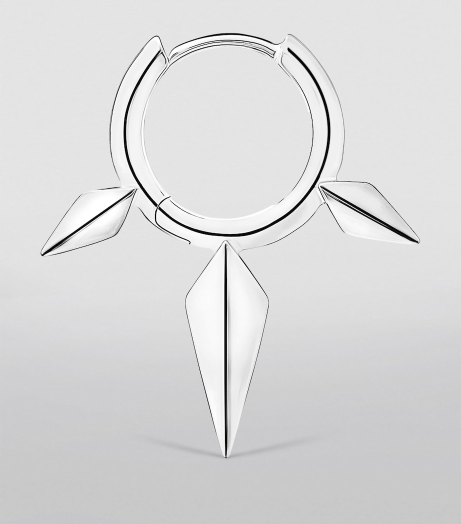 White Gold Faceted Triple Long Spike Hoop Earring (8mm) WHITE GOLD Image 2