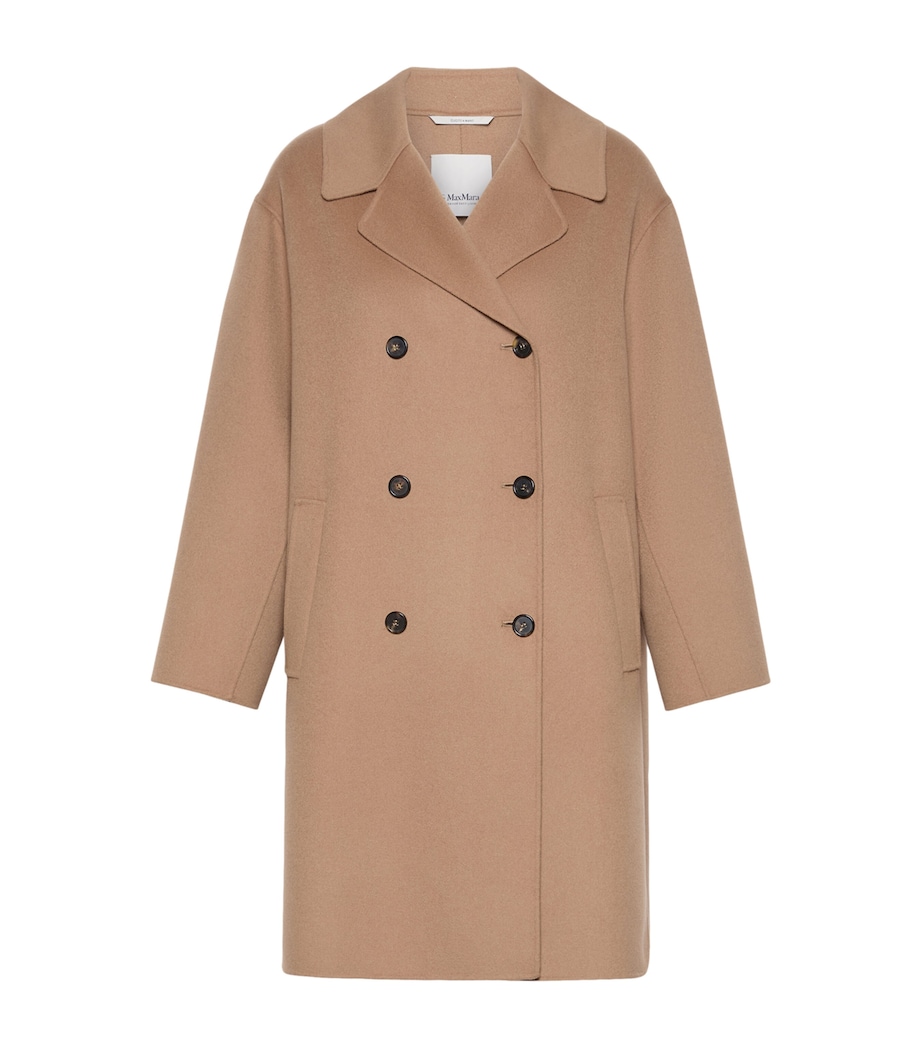 Max Mara Womens Virgin Wool Double Breasted Coat Camel Image 1