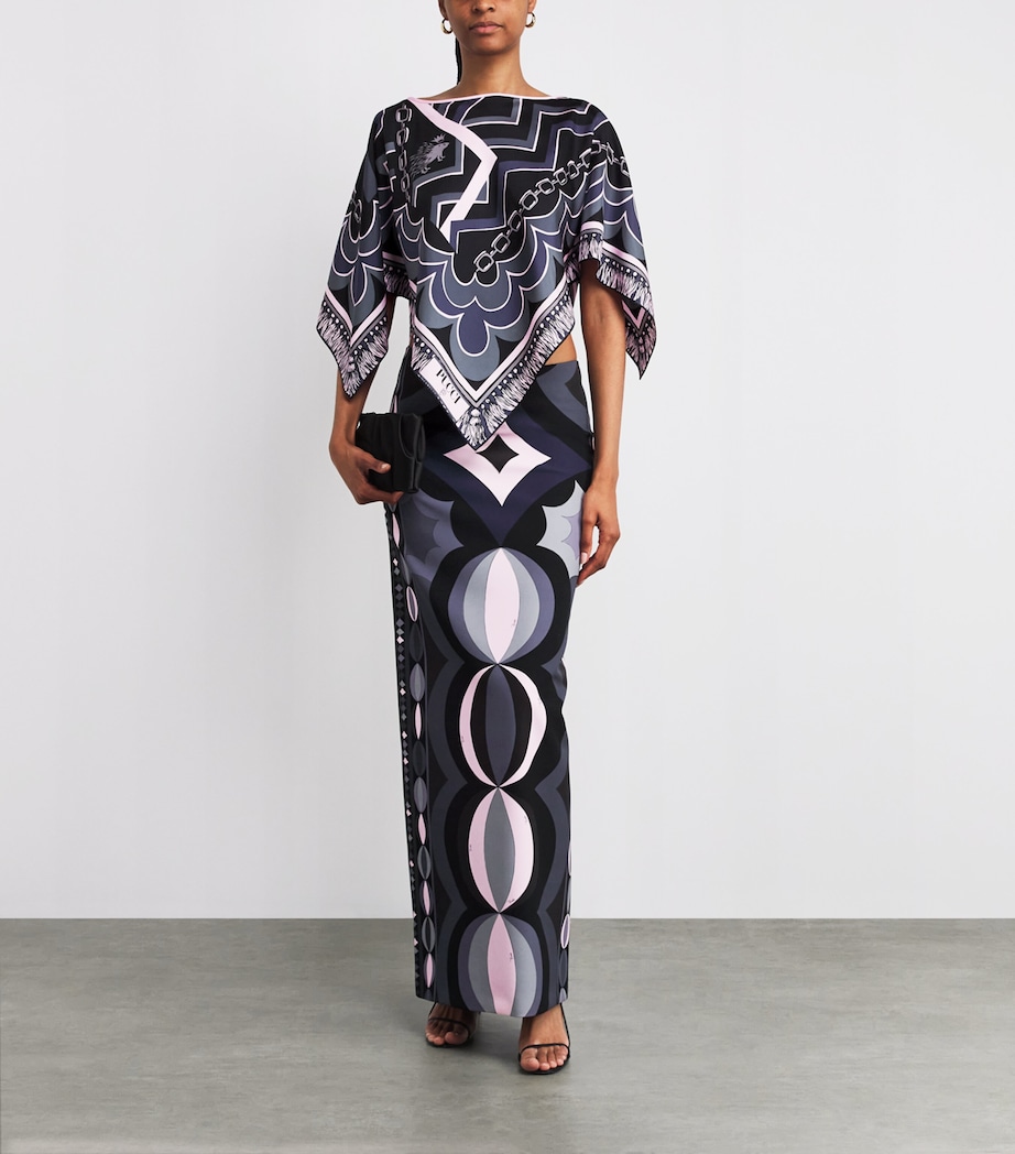 Scuba Collane Print Maxi Skirt 023/BLACK PINK Image 2