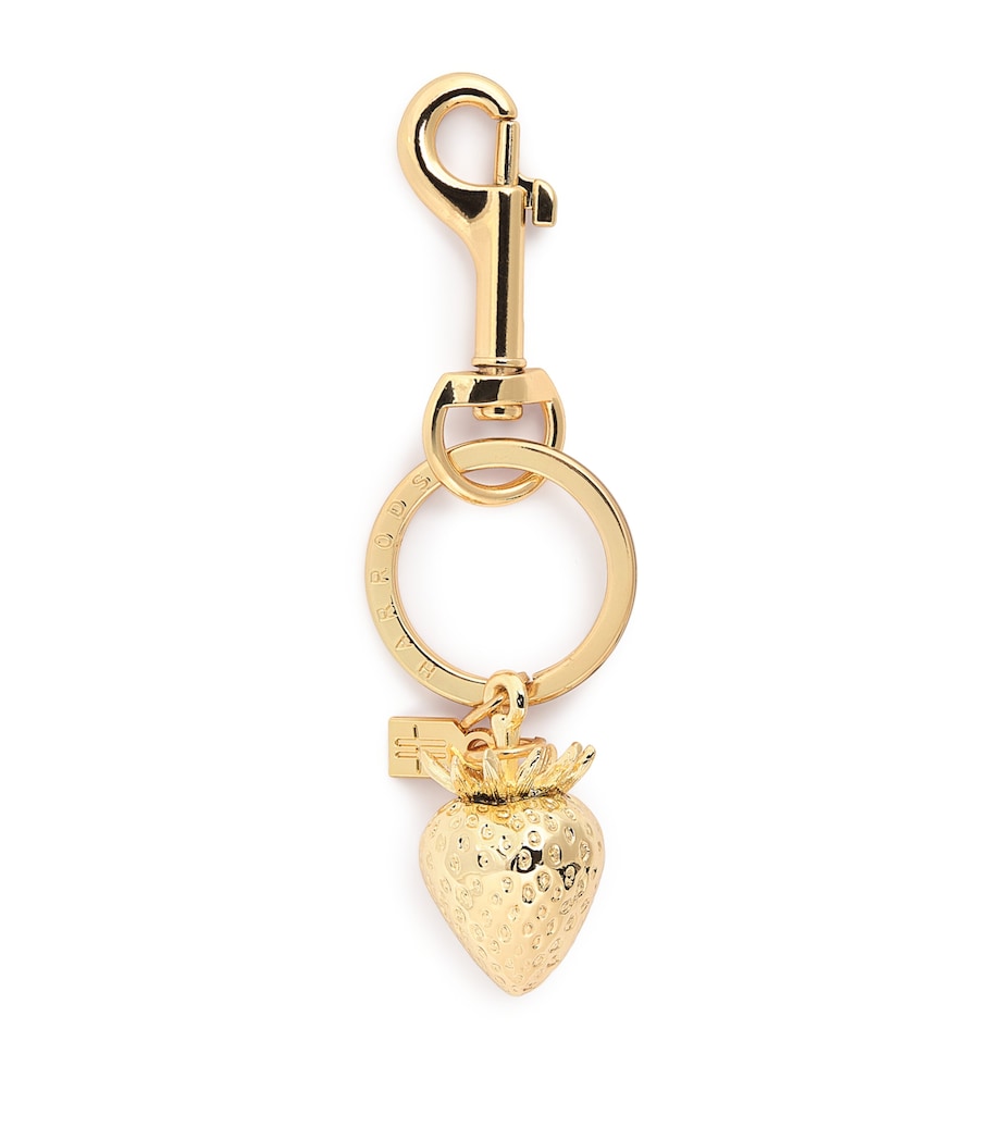 Harrods Strawberry Keyring Gold Image 1