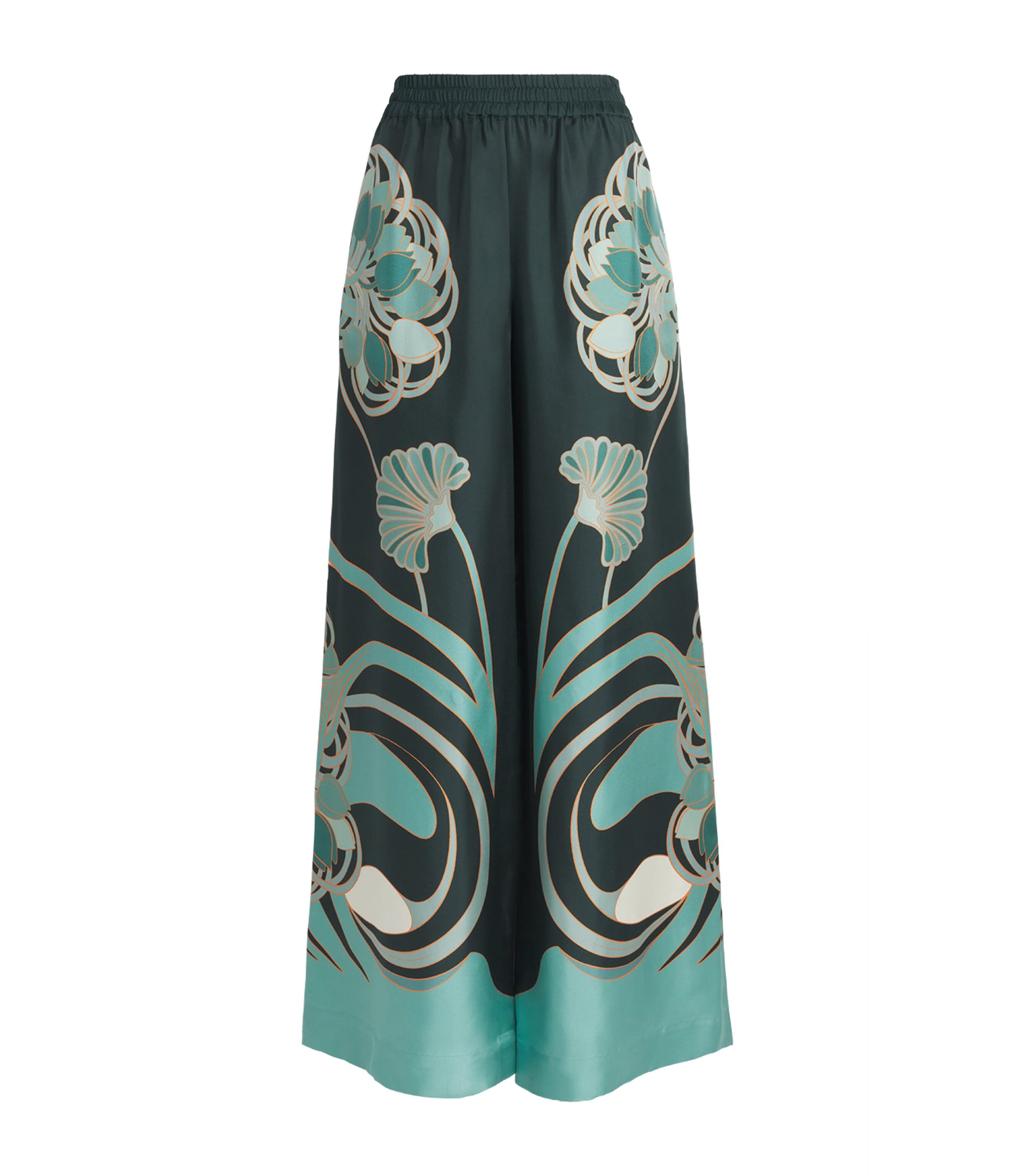 La Doublej Womens Silk Wide-Leg Palazzo Trousers Tulp Plac Image 1