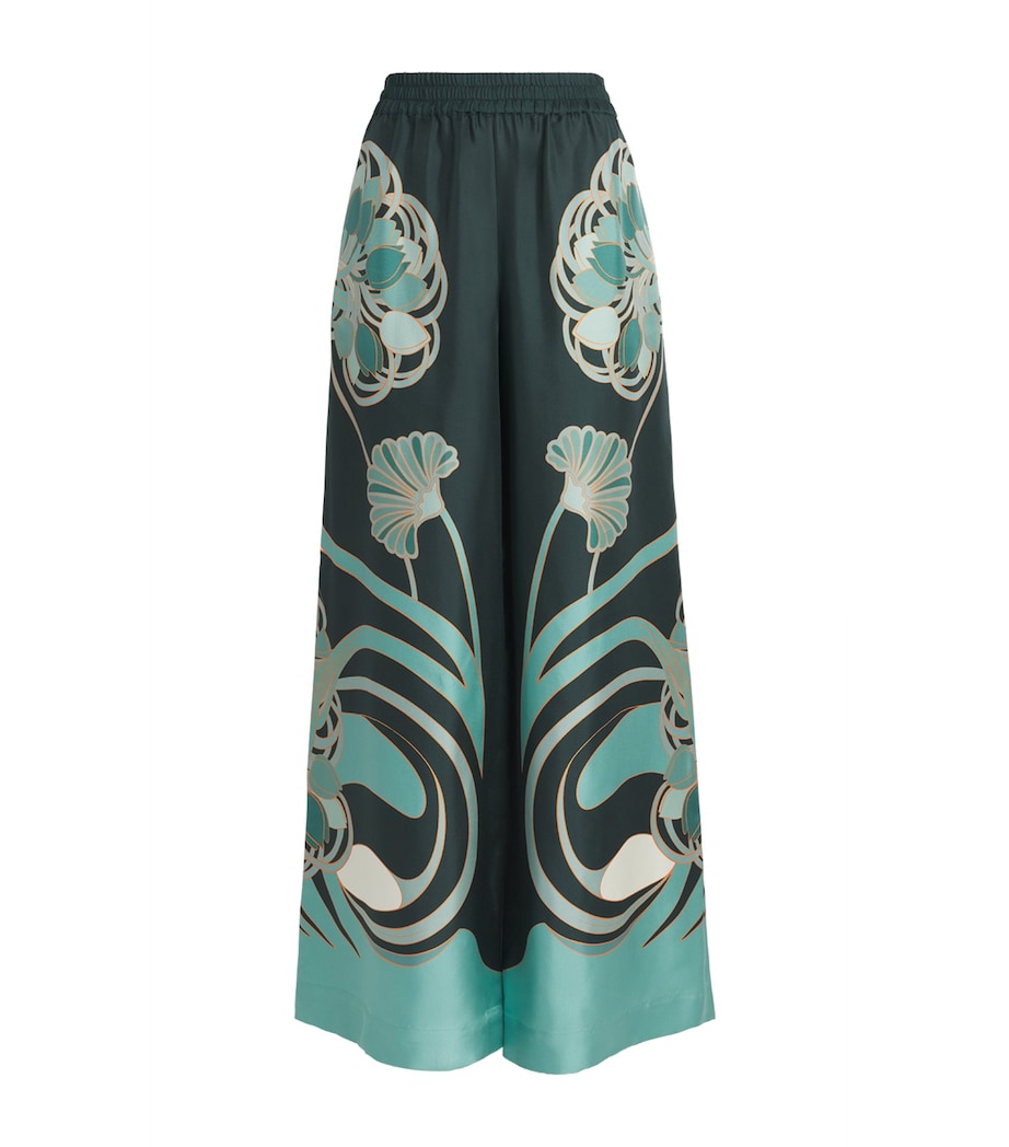 La Doublej Womens Silk Wide-Leg Palazzo Trousers Tulp Plac Image 1