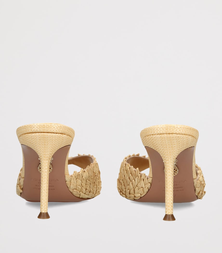 Aquazzura Raffia Rio Flirt Heeled Mules 75 Beige Image 2
