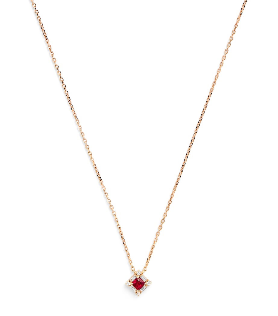 Suzanne Kalan Rose Gold Ruby and Diamond Mini Princess Pendant Necklace Rg/r Image 1