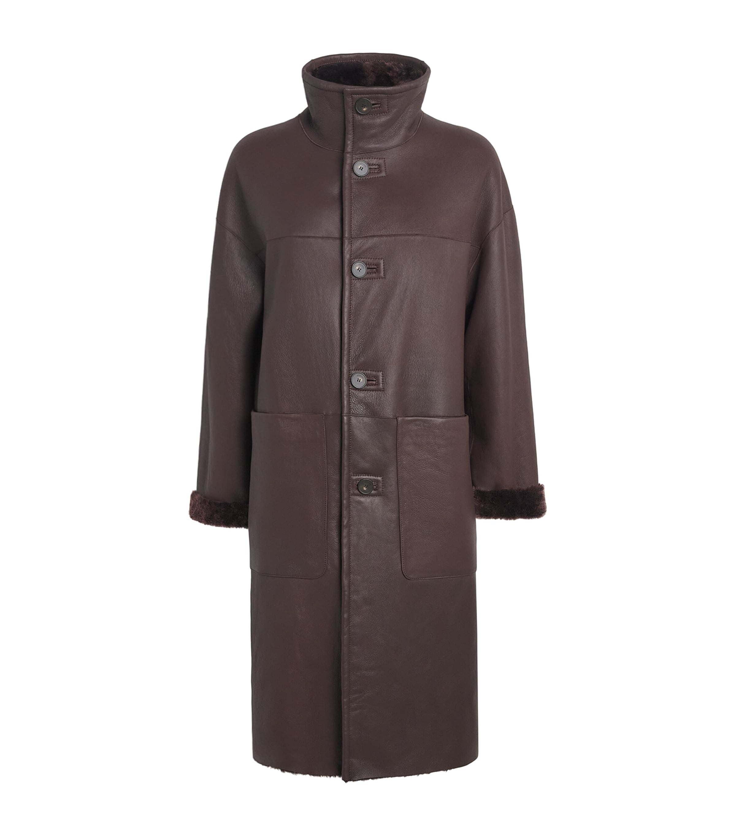 Joseph Womens Reversible Shearling Ari Coat Mahogany Image 1