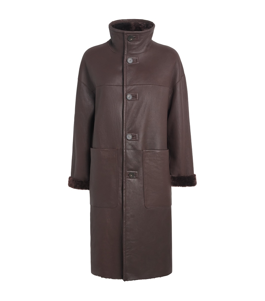 Joseph Womens Reversible Shearling Ari Coat Mahogany Image 1