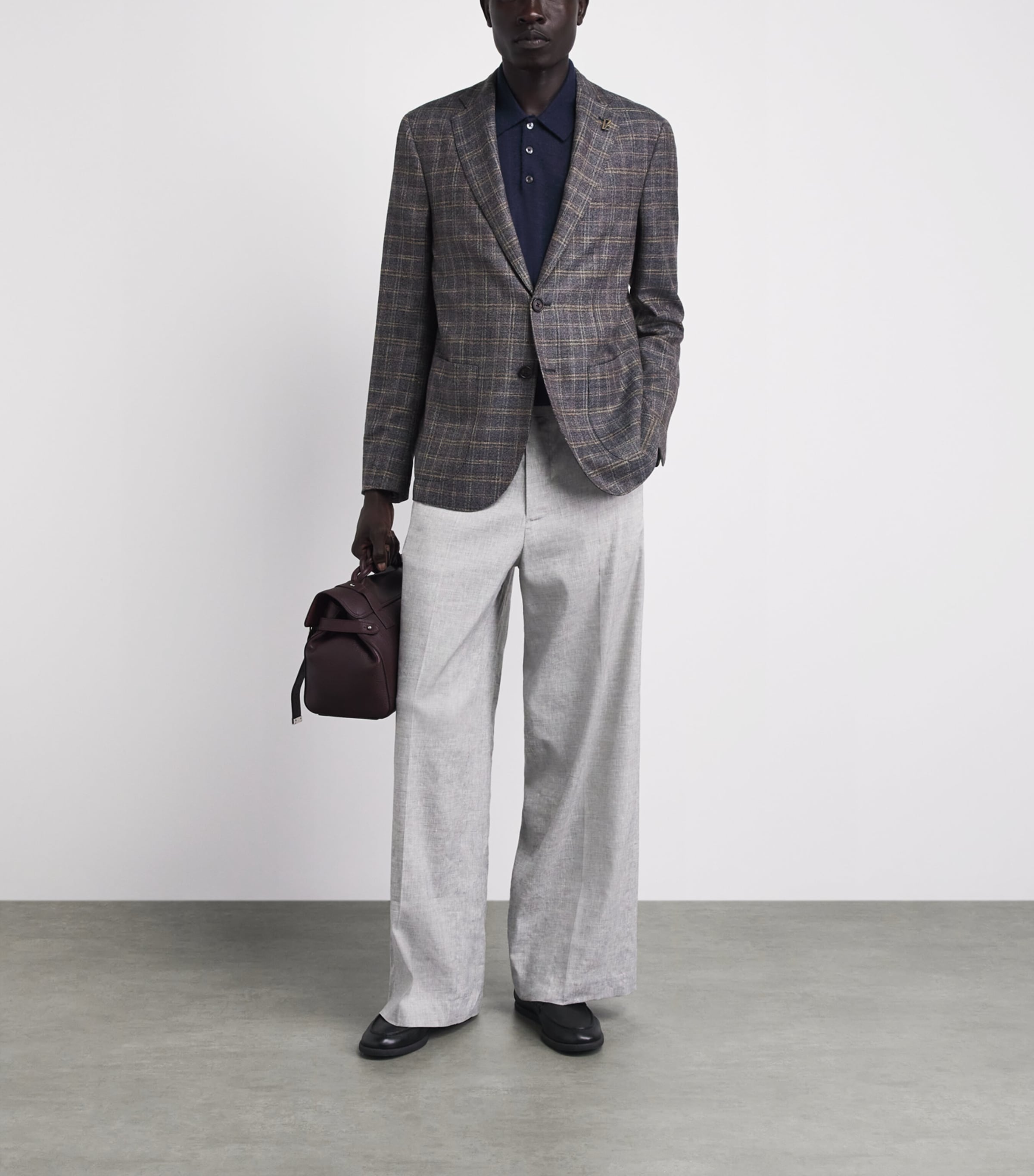 Pal Zileri Mens Wool-Blend Check Brera Blazer Blue Image 2