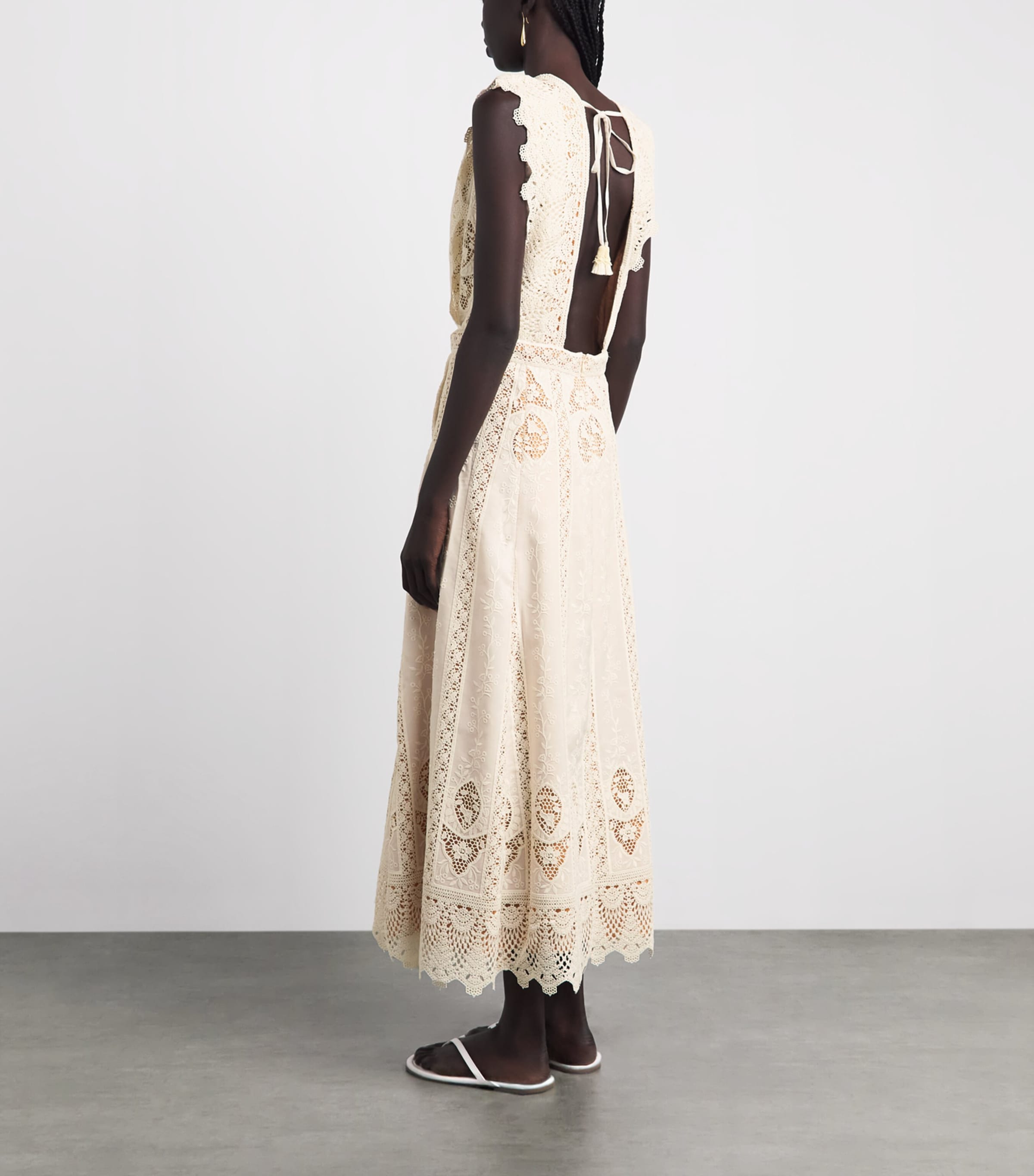Johanna Ortiz Womens Crochet Grace in the Open Fields Maxi Dress Ecru Image 4