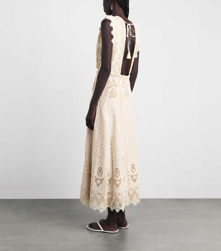 Johanna Ortiz Womens Crochet Grace in the Open Fields Maxi Dress Ecru Image 4