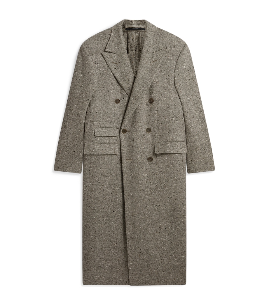 Cashmere Donegal Tweed Double-Breasted Overcoat 086OATMEAL GREY Image 1