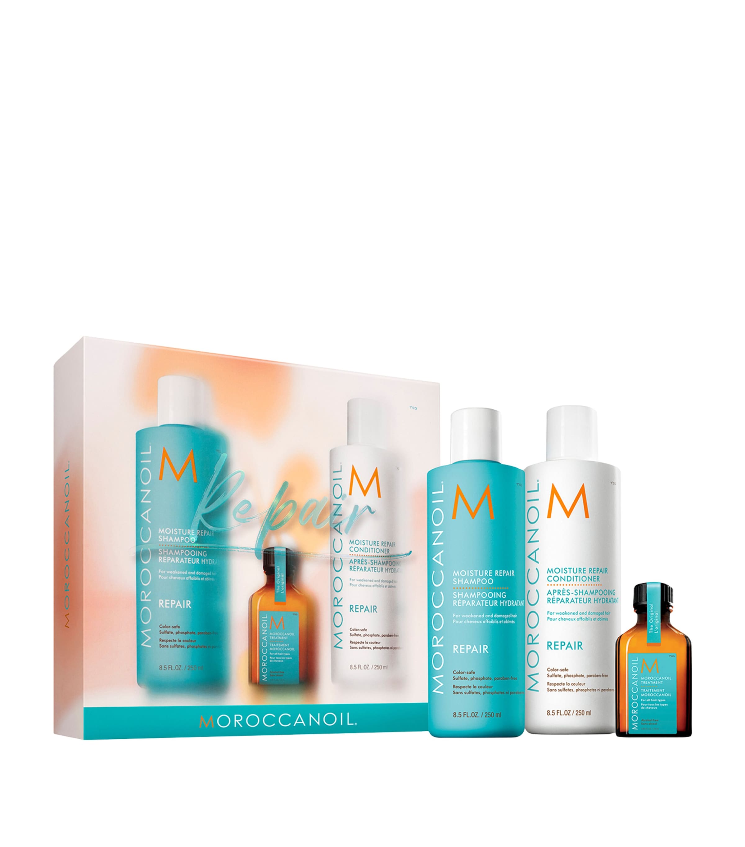 Moroccanoil Moisture Repair Shampoo, Conditioner And Treatment Set In White