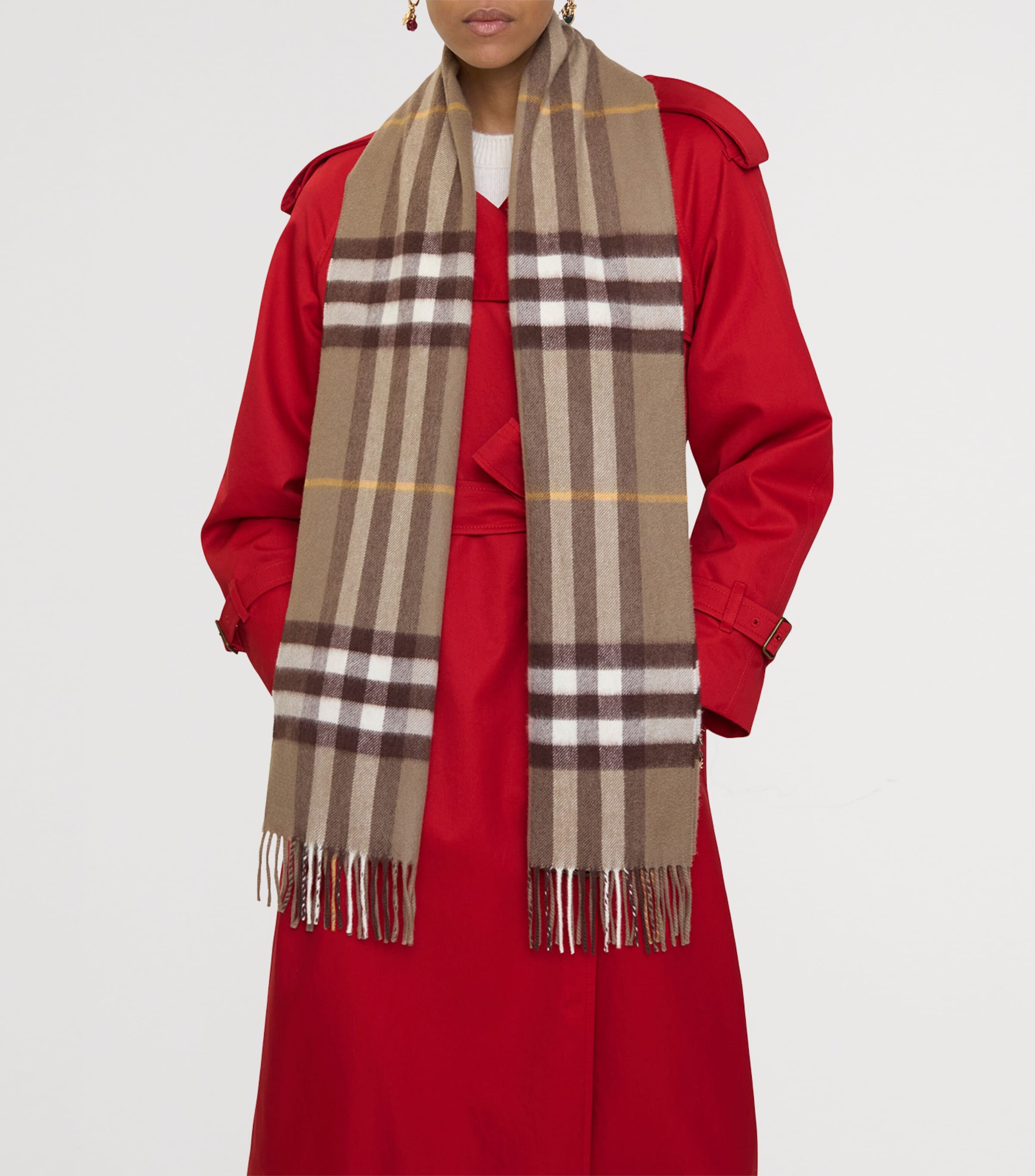 Cashmere Check Scarf VOLE BROWN Image 3