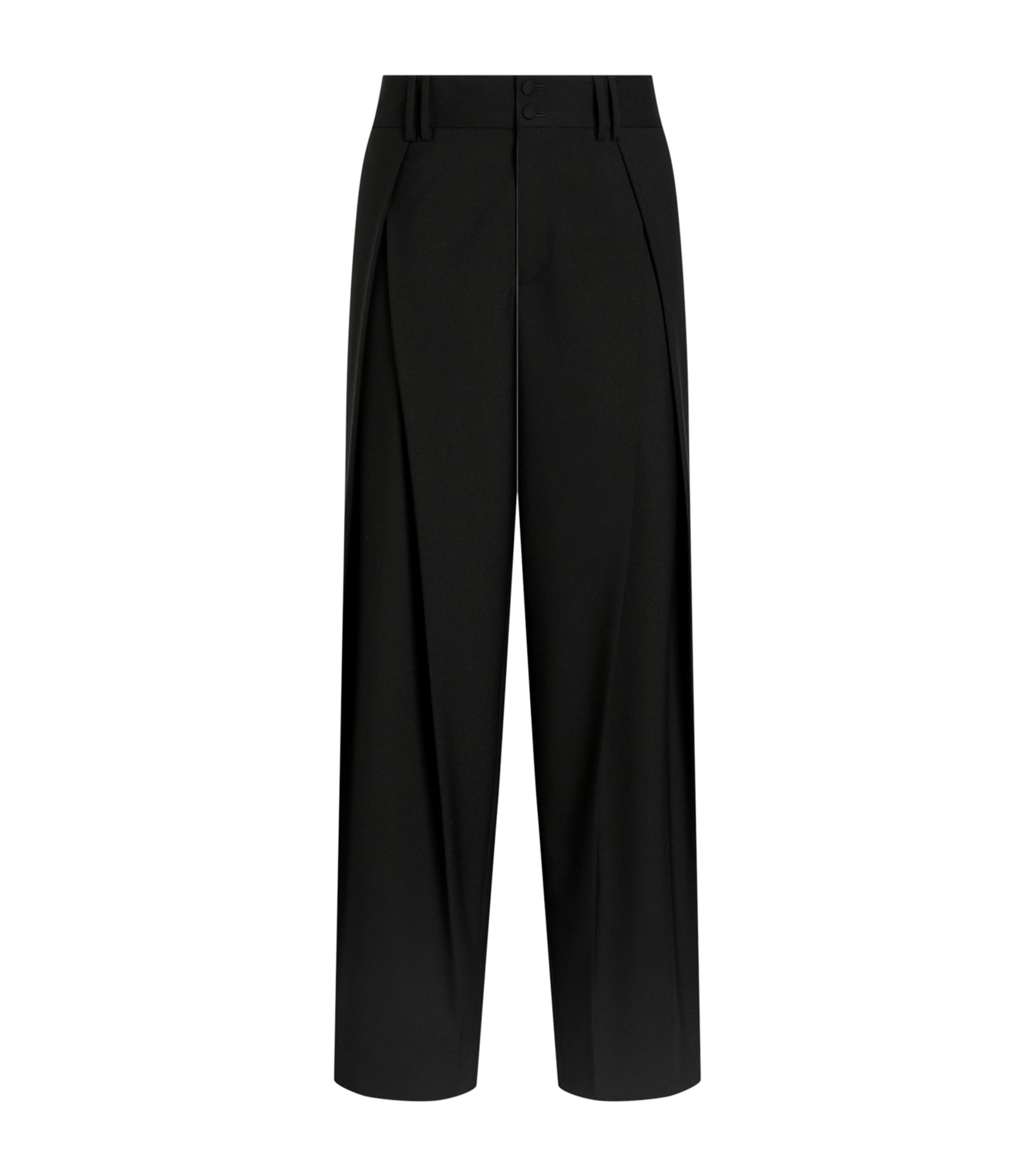 Dolce&Gabbana Mens Virgin wool Pleated Trousers Black Image 1